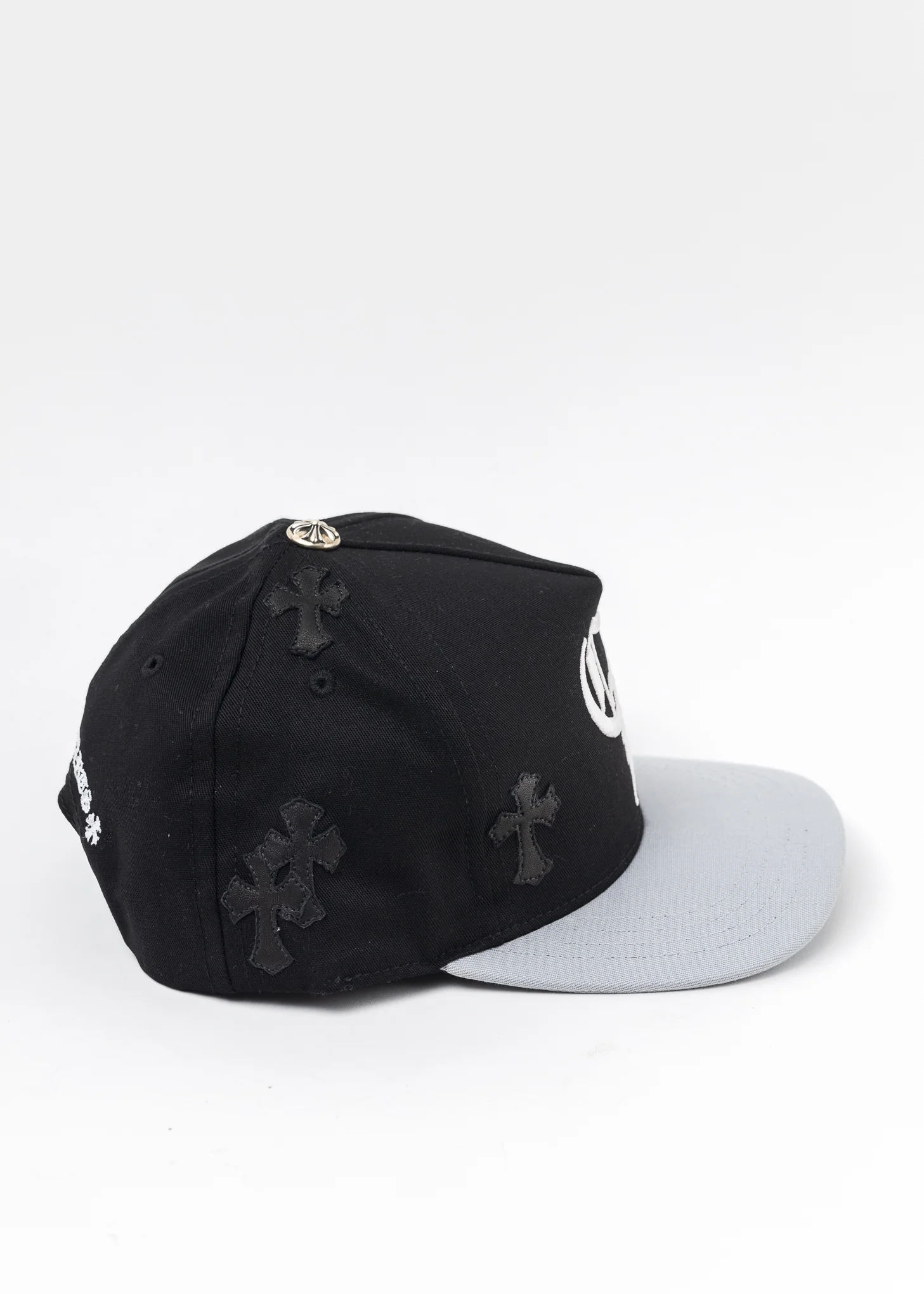 5 Panel Black/Grey With Black Patches Cap - Image 4