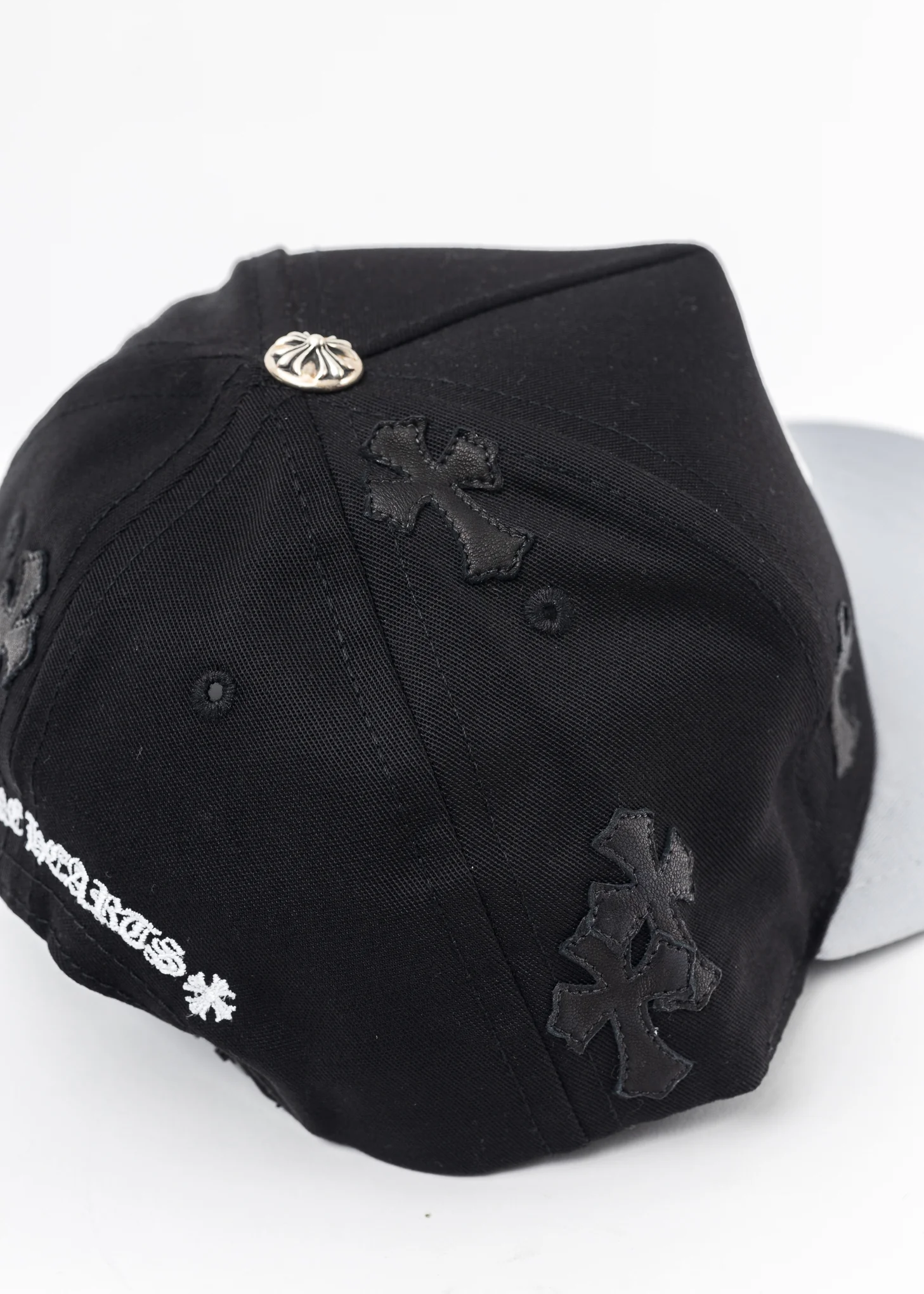 5 Panel Black/Grey With Black Patches Cap - Image 7