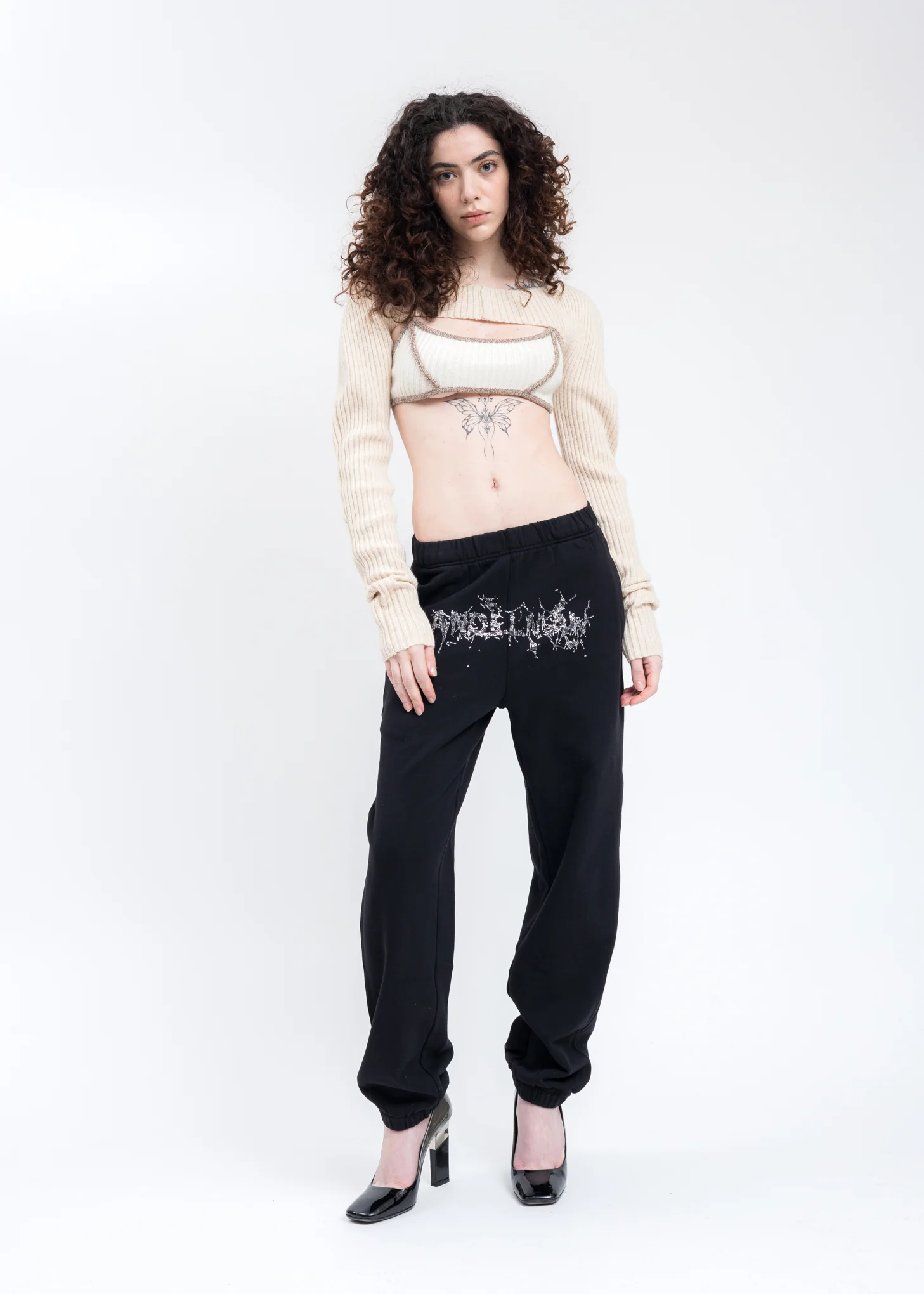 Black Crystal Spider Cob Sweater Pants - Image 5