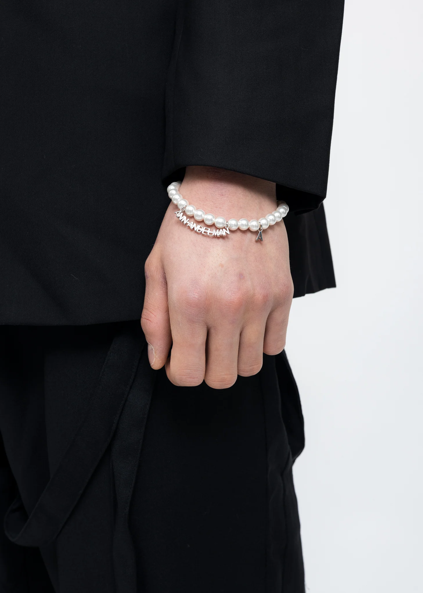 White Pearl And Silver Logo Bracelet - Image 2