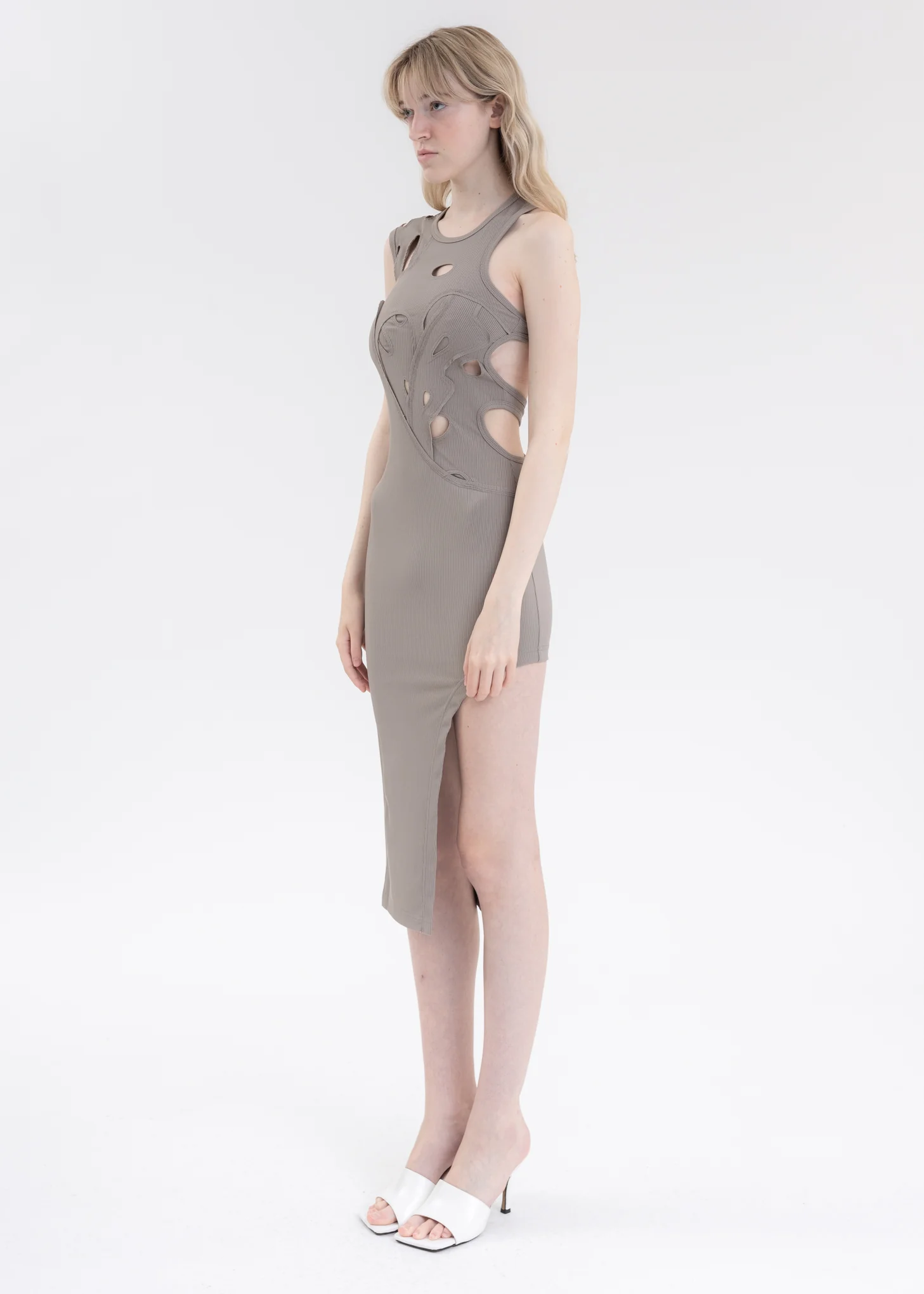Army Khaki FCW Cut Out Bodysuit Dress - Image 4