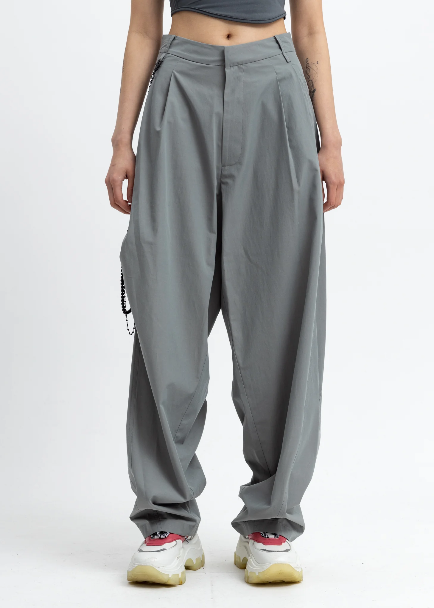 Ash Green Chained Wide Pants