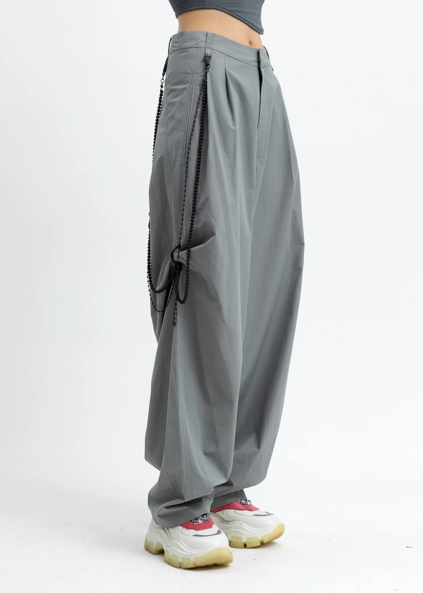 Ash Green Chained Wide Pants - Image 2