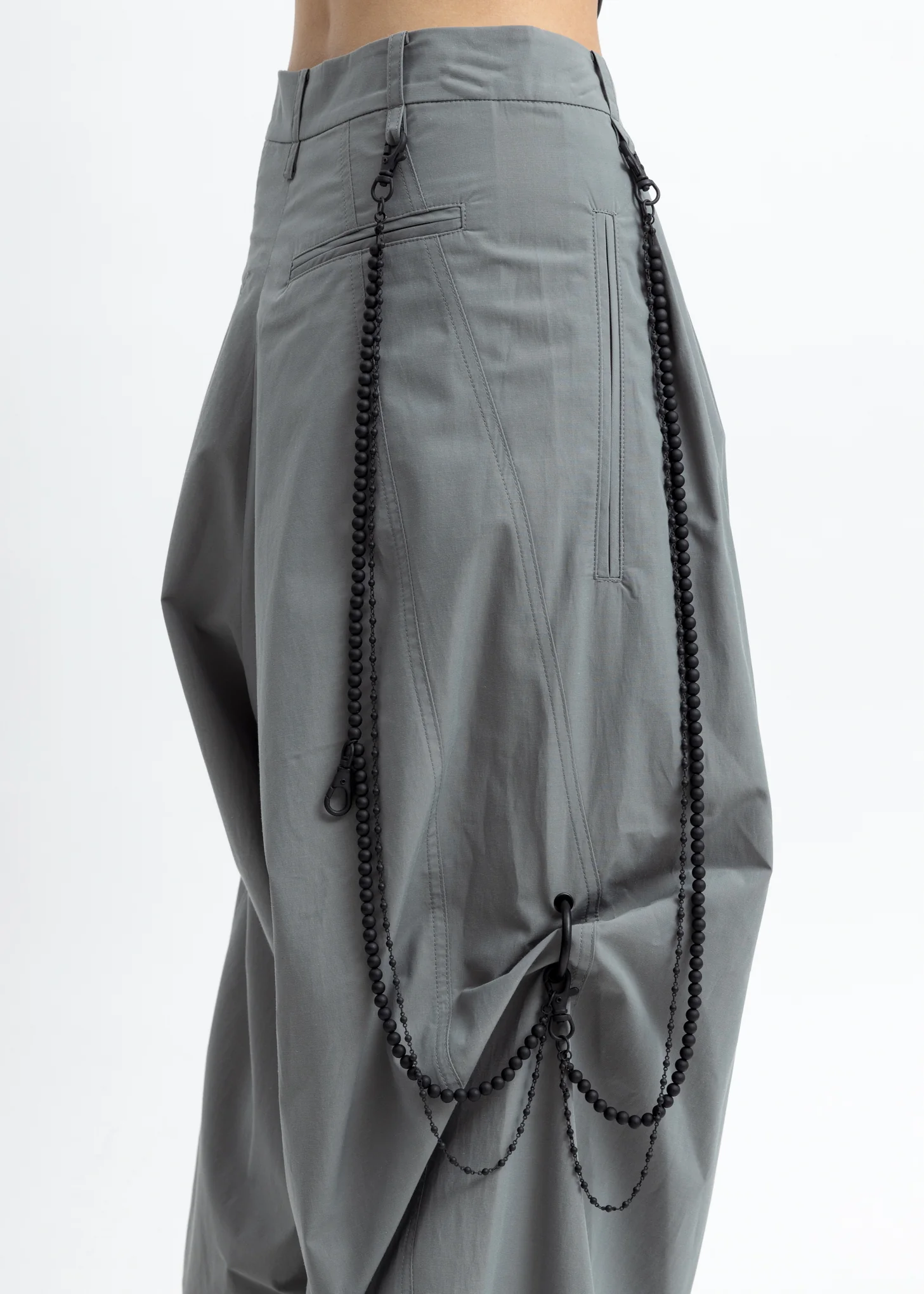 Ash Green Chained Wide Pants - Image 4