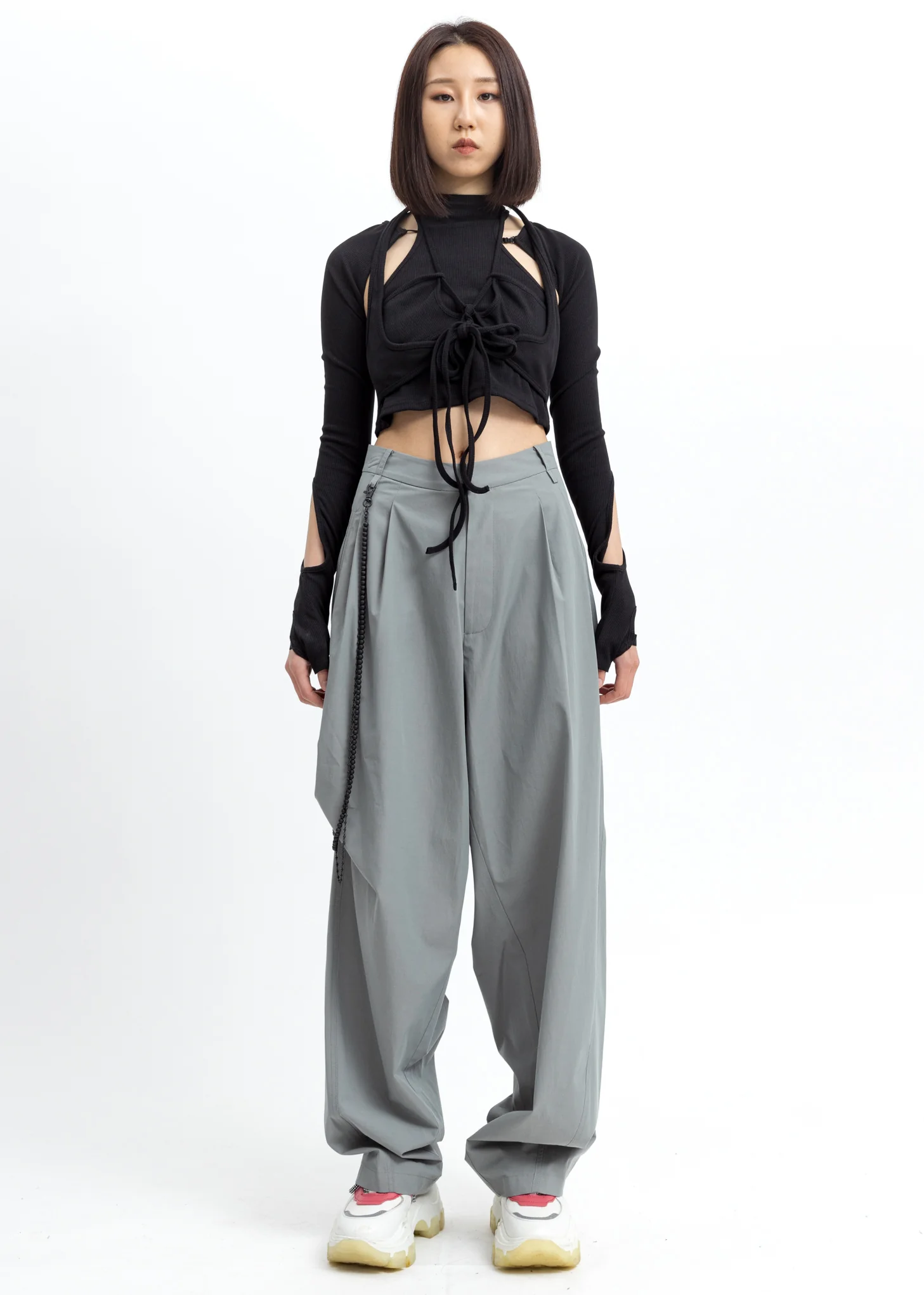 Ash Green Chained Wide Pants - Image 6