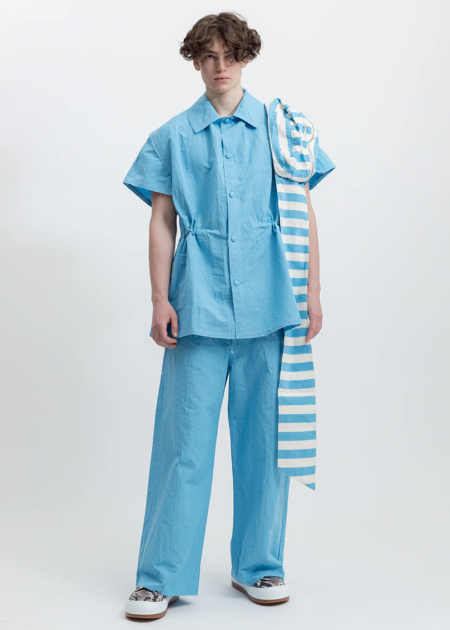 Azure Raw Cuts Elastic Shirts - Image 5