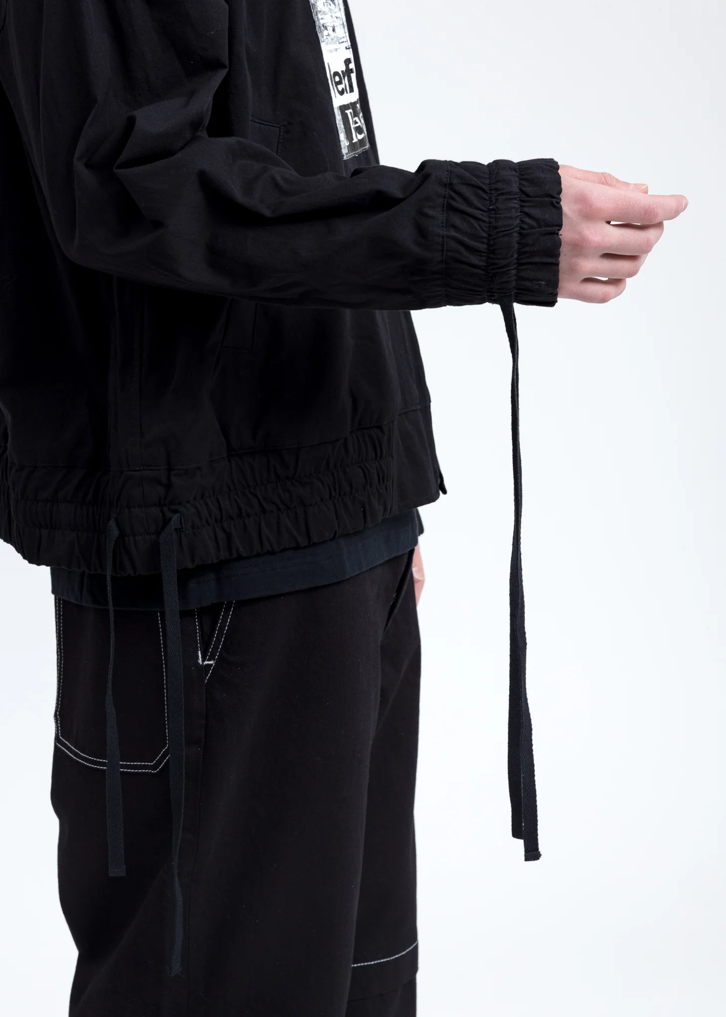 Black Bomber Jacket With Lace - Image 2