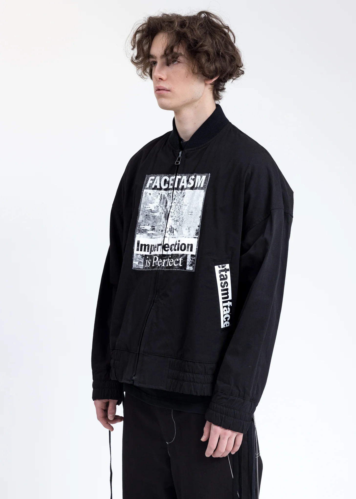 Black Bomber Jacket With Lace - Image 4