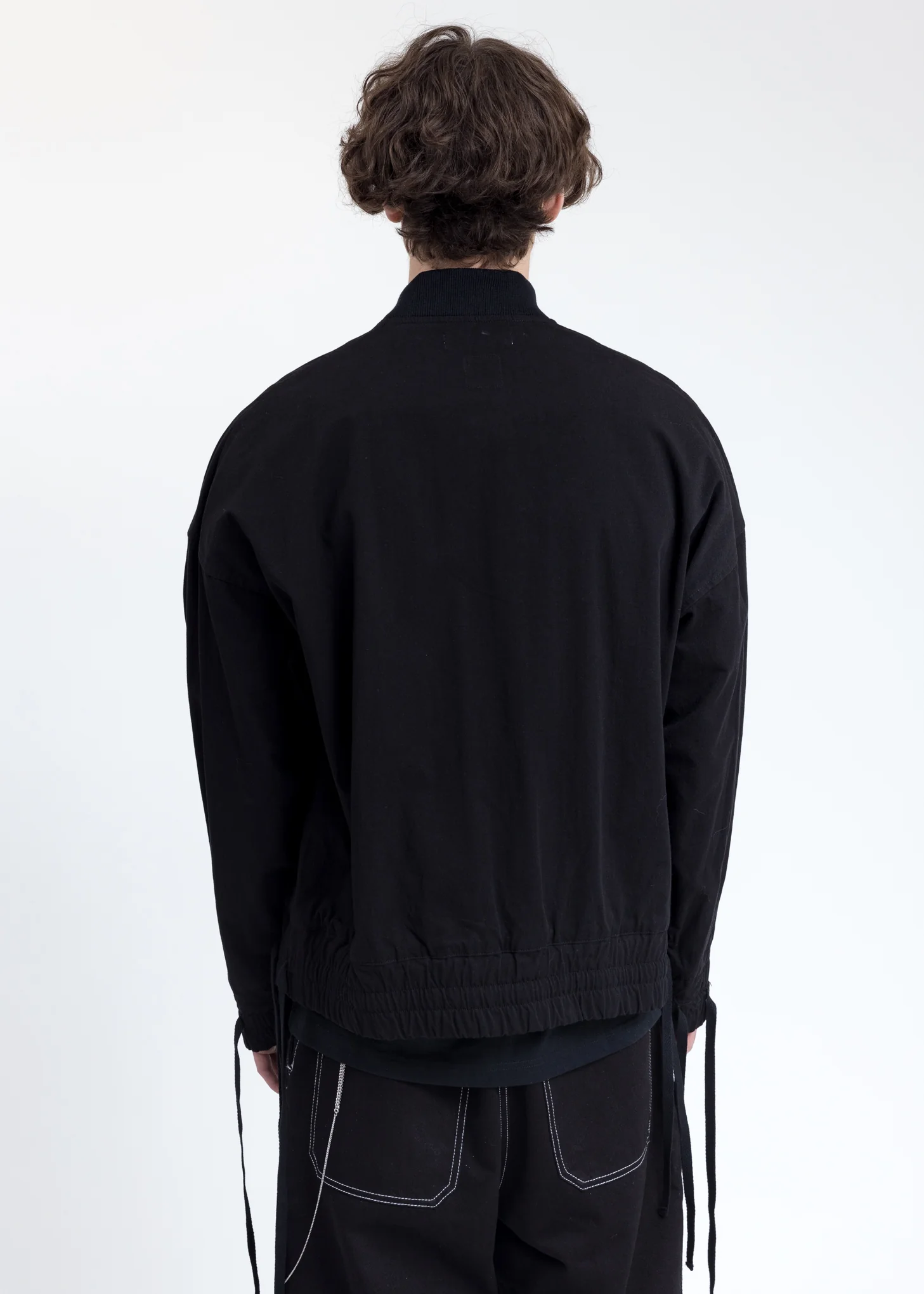 Black Bomber Jacket With Lace - Image 5