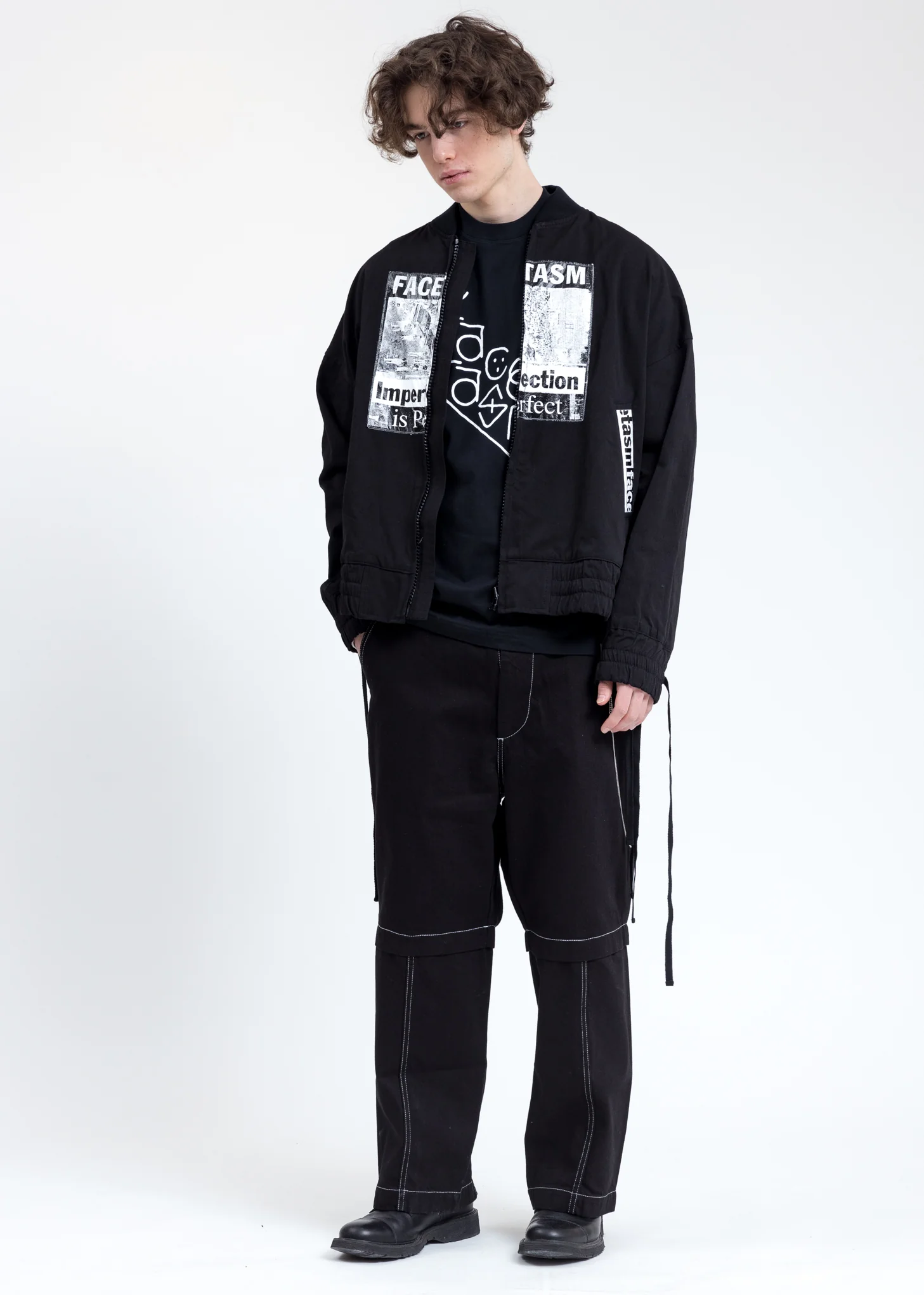 Black Bomber Jacket With Lace - Image 7