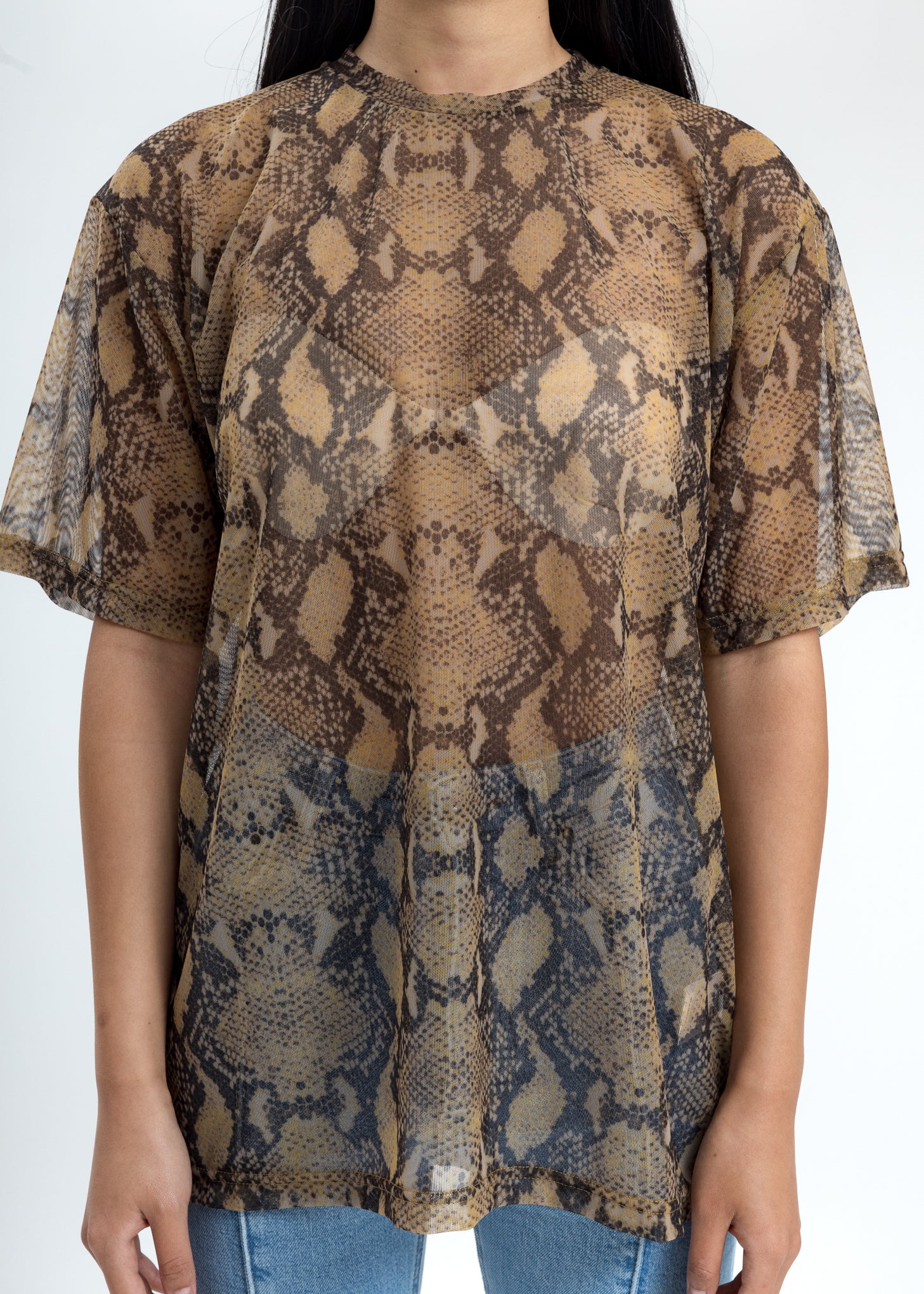 Beige And Black Snake Mesh Arno T-Shirt - Image 2