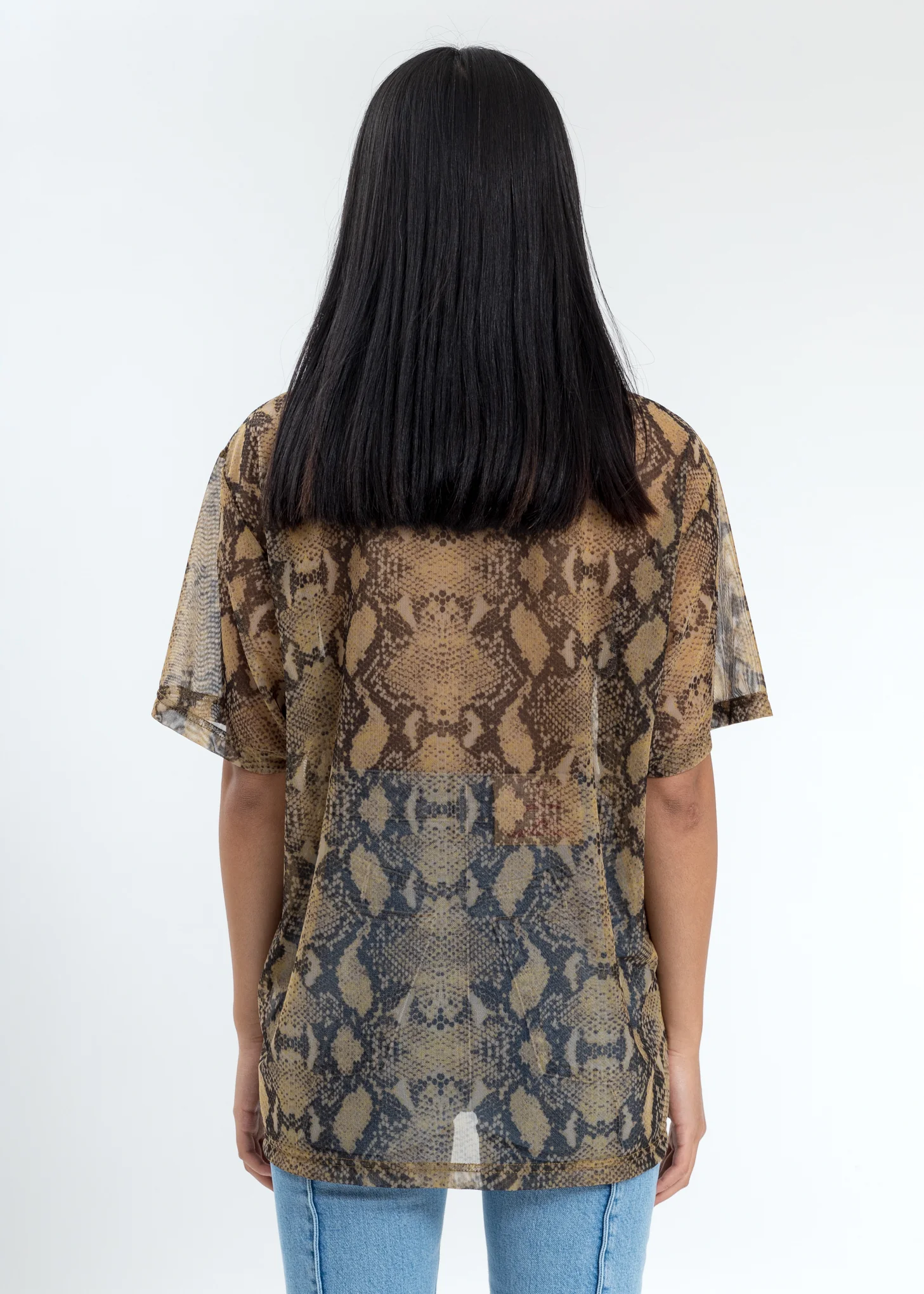 Beige And Black Snake Mesh Arno T-Shirt - Image 4