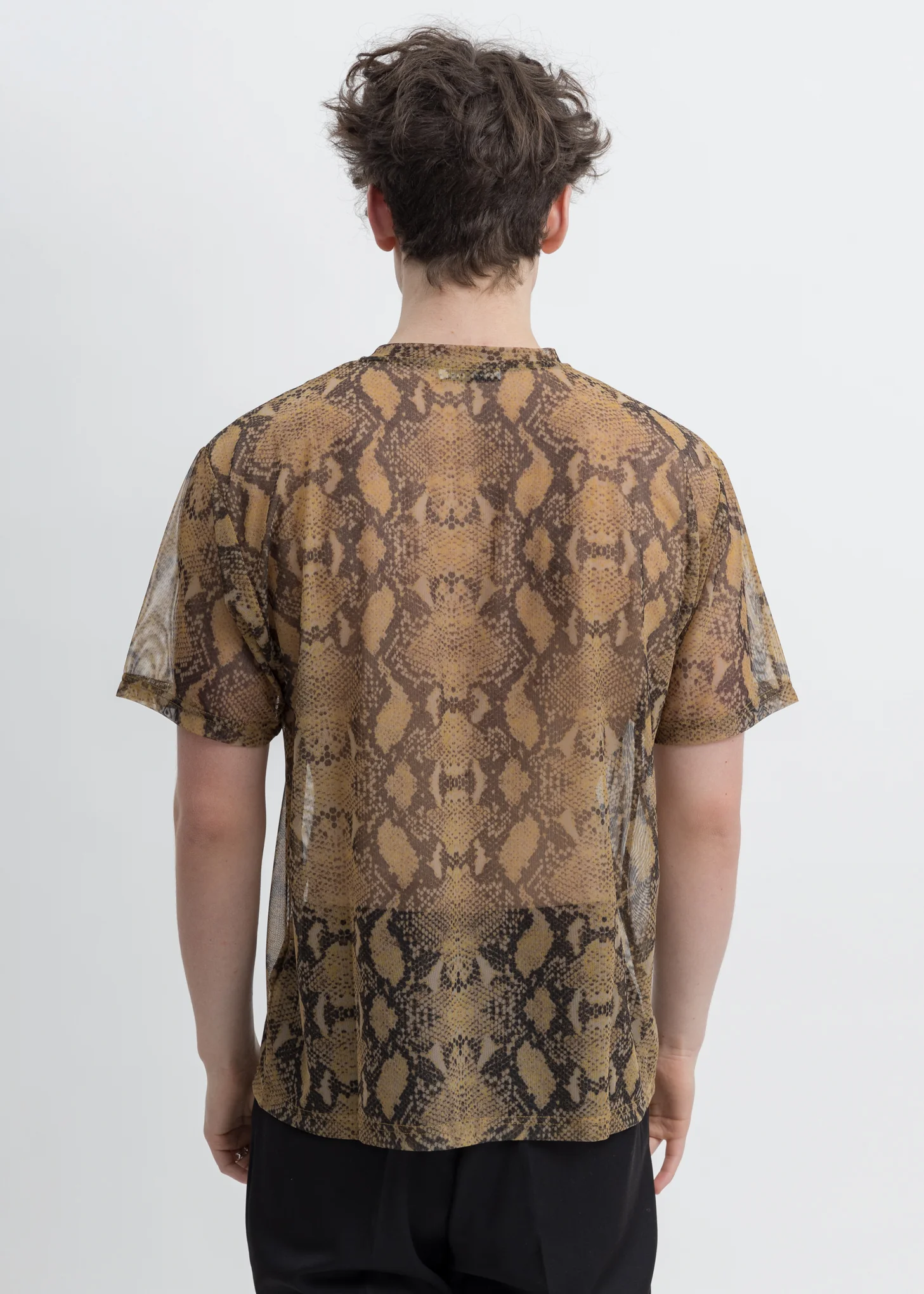 Beige And Black Snake Mesh Arno T-Shirt - Image 3
