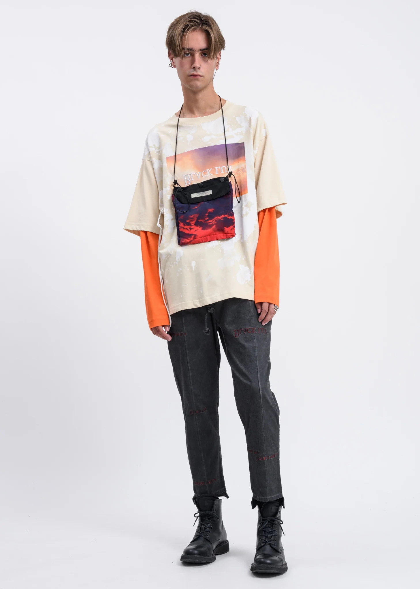 Beige and Orange Double Layer Long Sleeve - Image 5