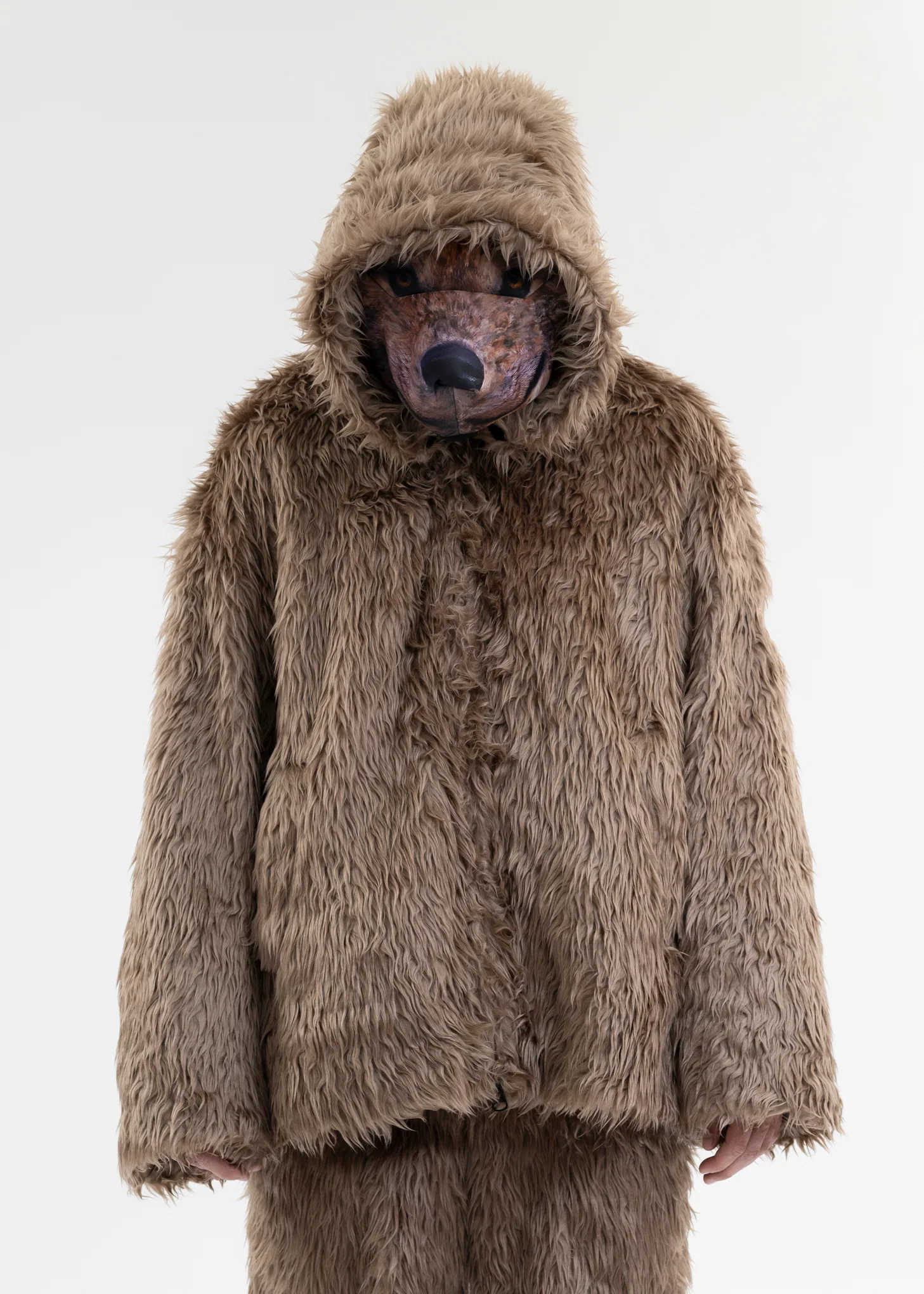 BEIGE ANIMAL TRIM FUR BLOUSON