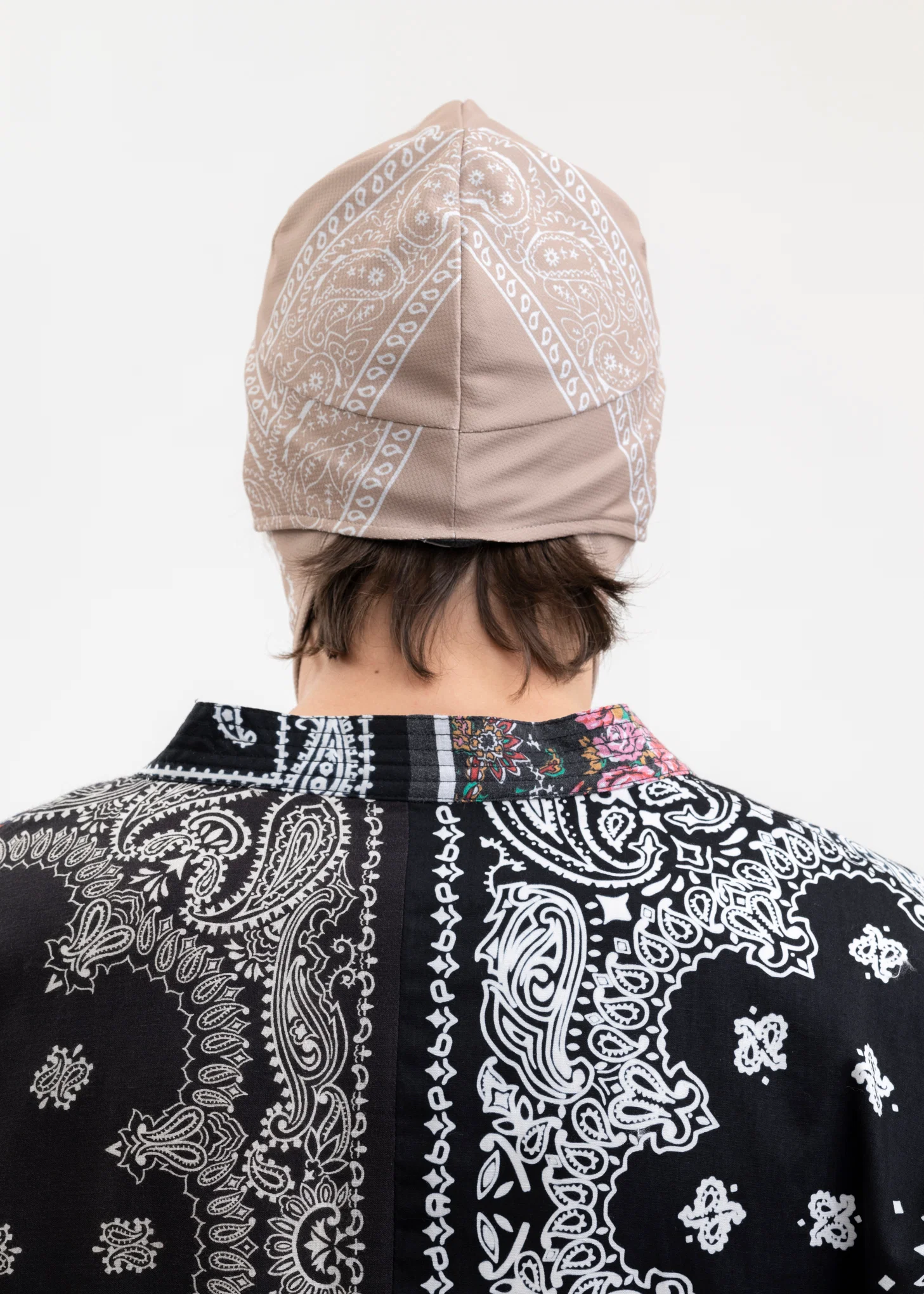 BEIGE BANDANA PRINTED HAT WITH MASK 1 - Image 3