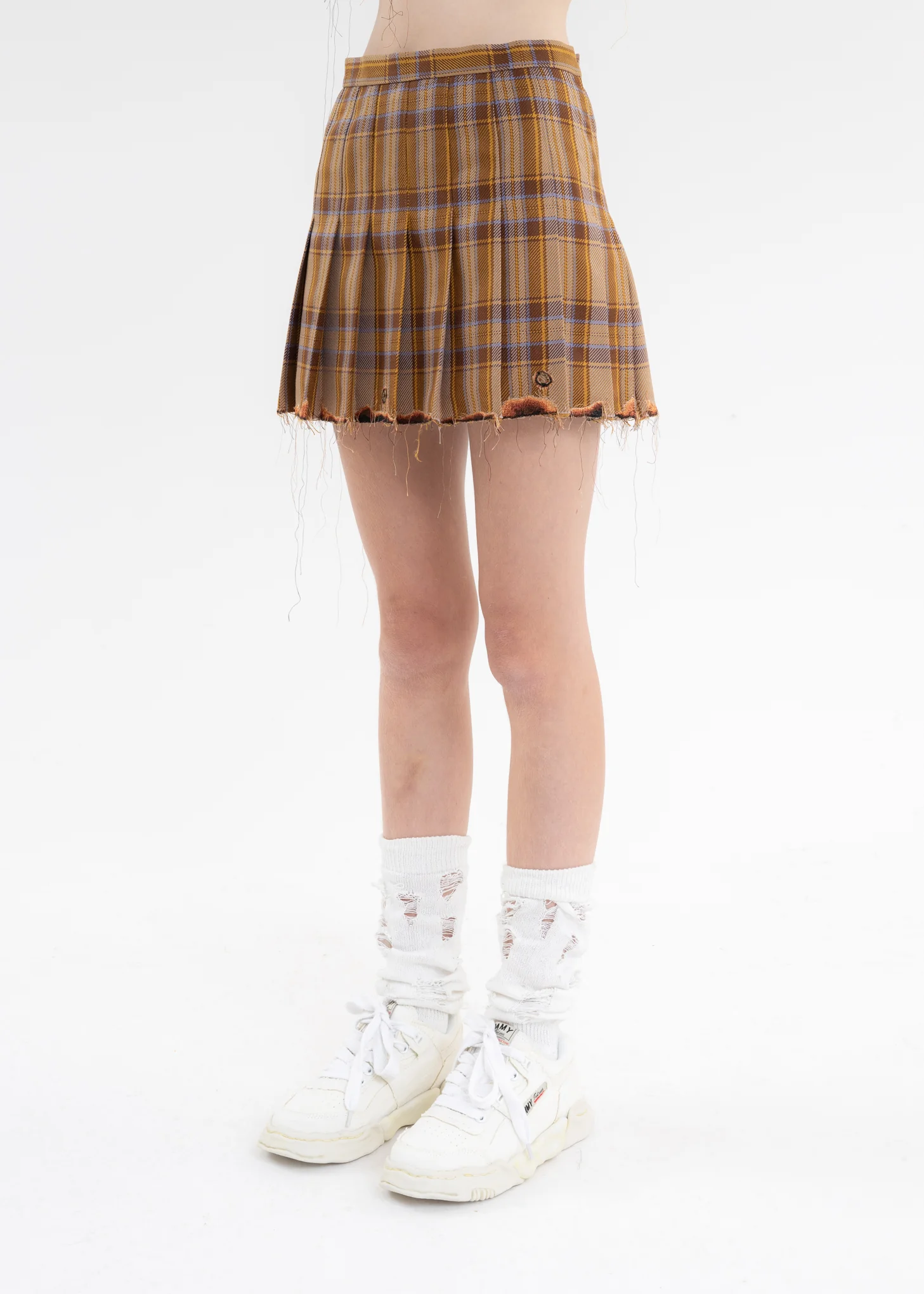 Beige BURNIG EMBROIDERY PLEATS SKIRT - Image 3