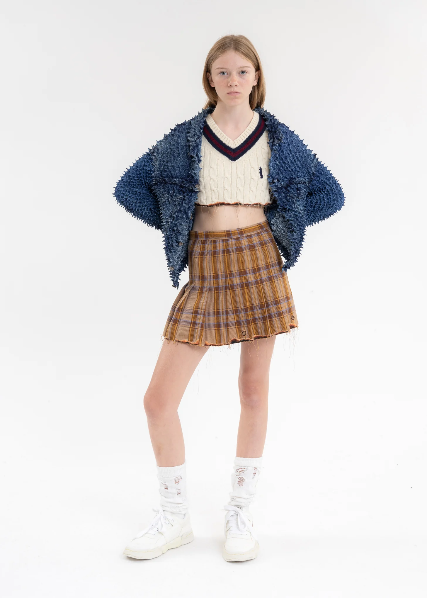 Beige BURNIG EMBROIDERY PLEATS SKIRT - Image 5