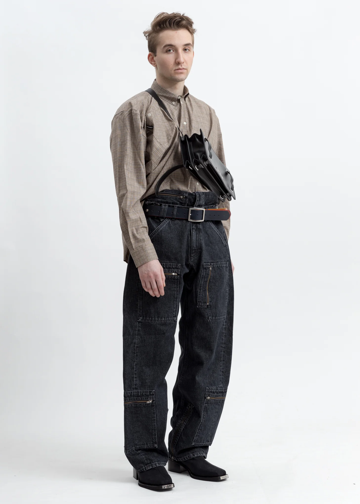 Beige Check Twisted And Fid Shirt - Image 5