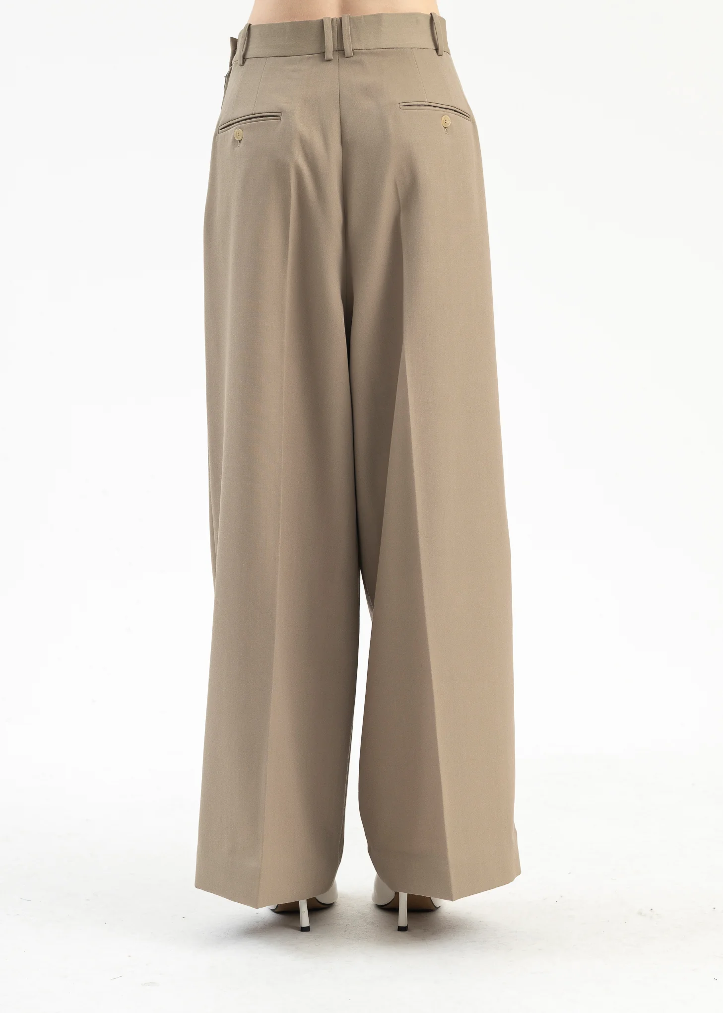 Beige Creased Trousers - Image 3