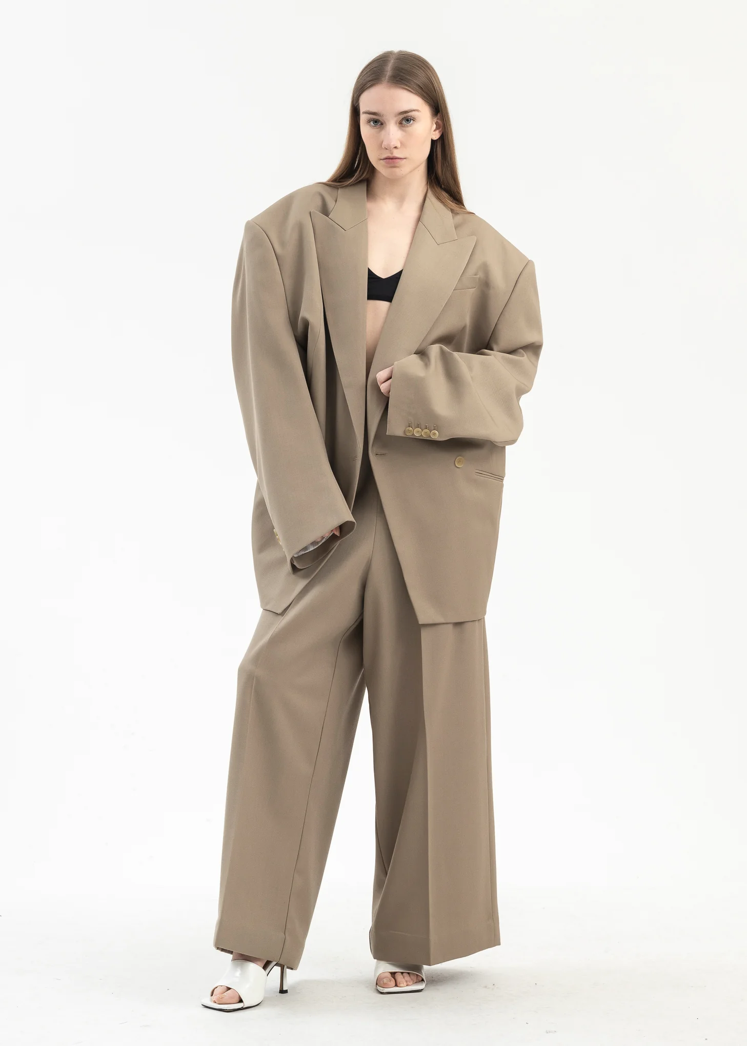 Beige Creased Trousers - Image 5