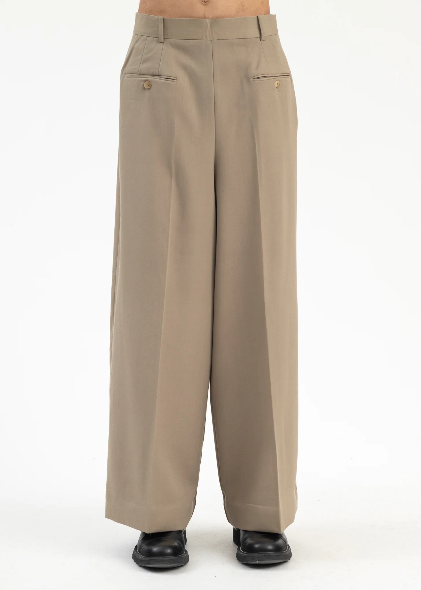 Beige Creased Trousers