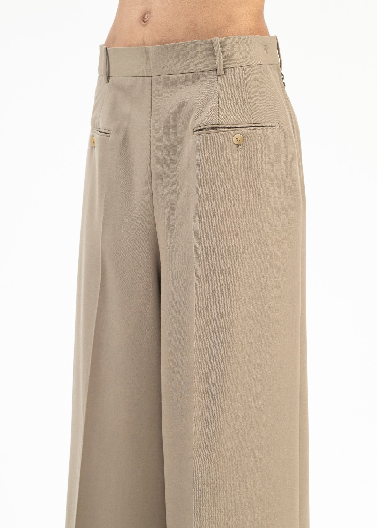 Beige Creased Trousers - Image 3