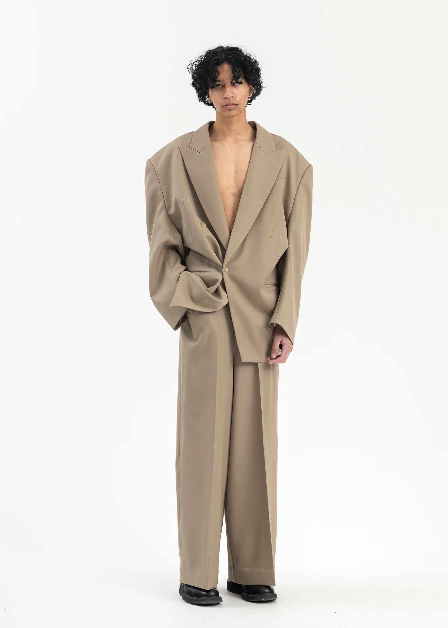 Beige Creased Trousers - Image 8