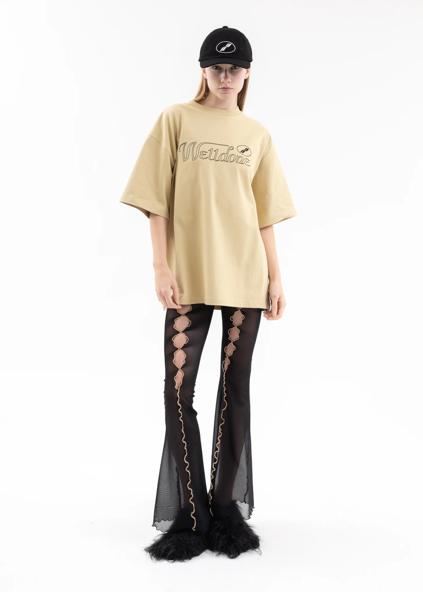 BEIGE CURSIVE SYMBOL LOGO LARGE T-SHIRT - Image 5