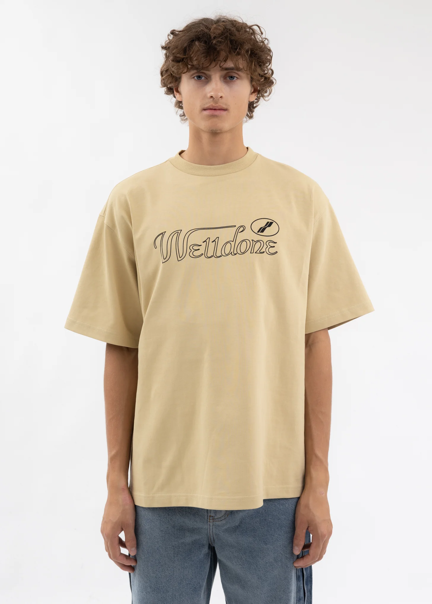 BEIGE CURSIVE SYMBOL LOGO LARGE T-SHIRT