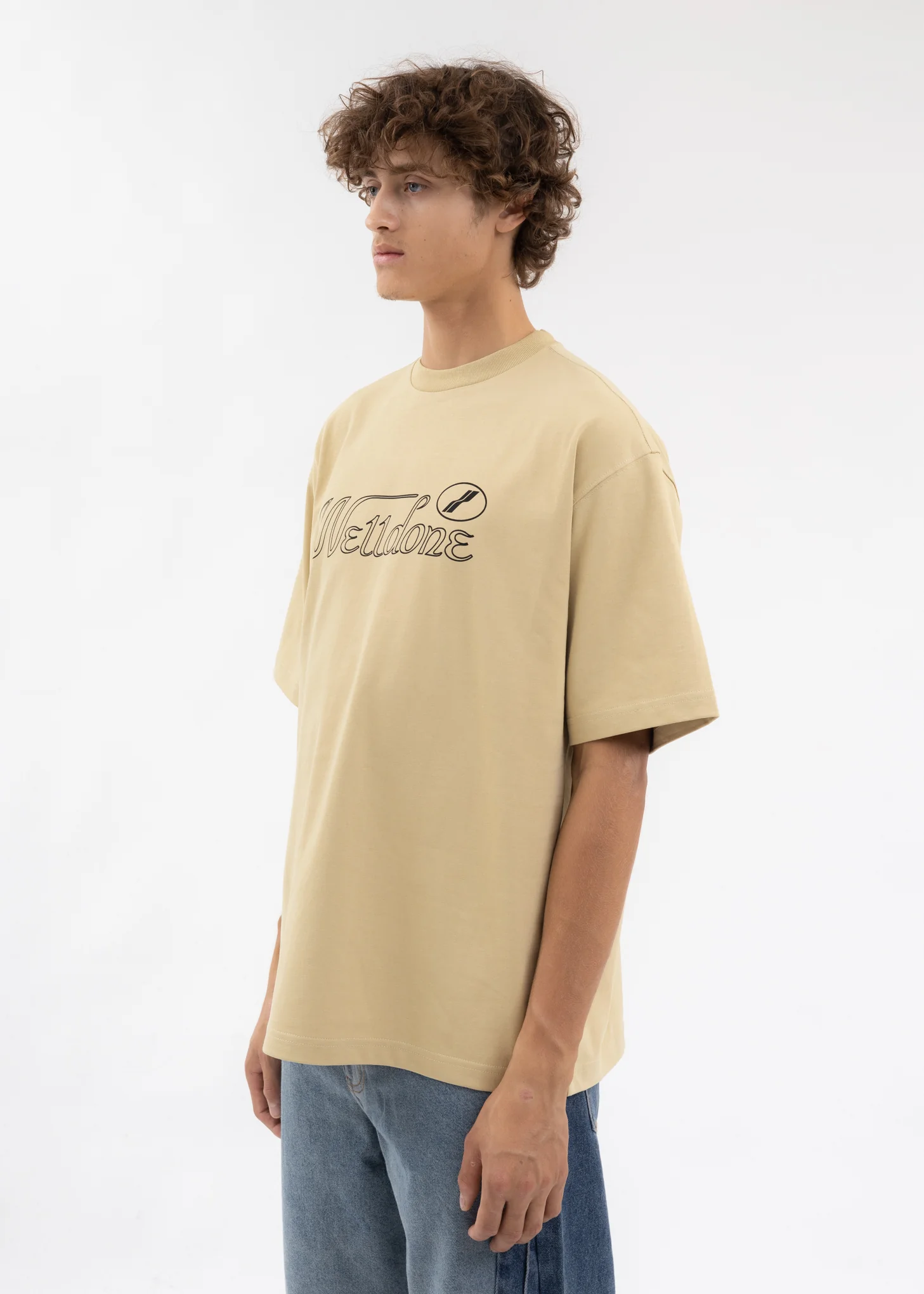 BEIGE CURSIVE SYMBOL LOGO LARGE T-SHIRT - Image 3