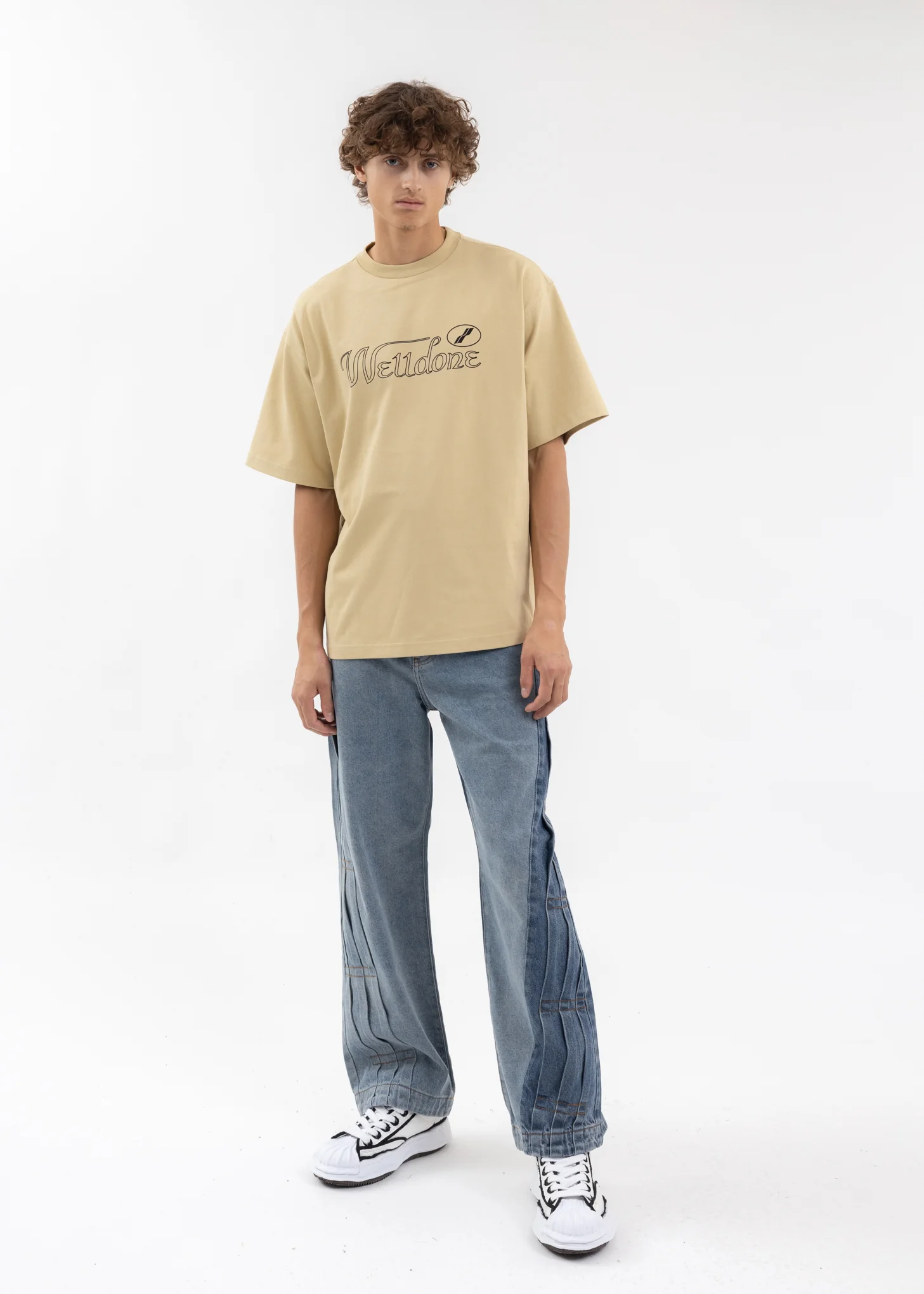 BEIGE CURSIVE SYMBOL LOGO LARGE T-SHIRT - Image 5