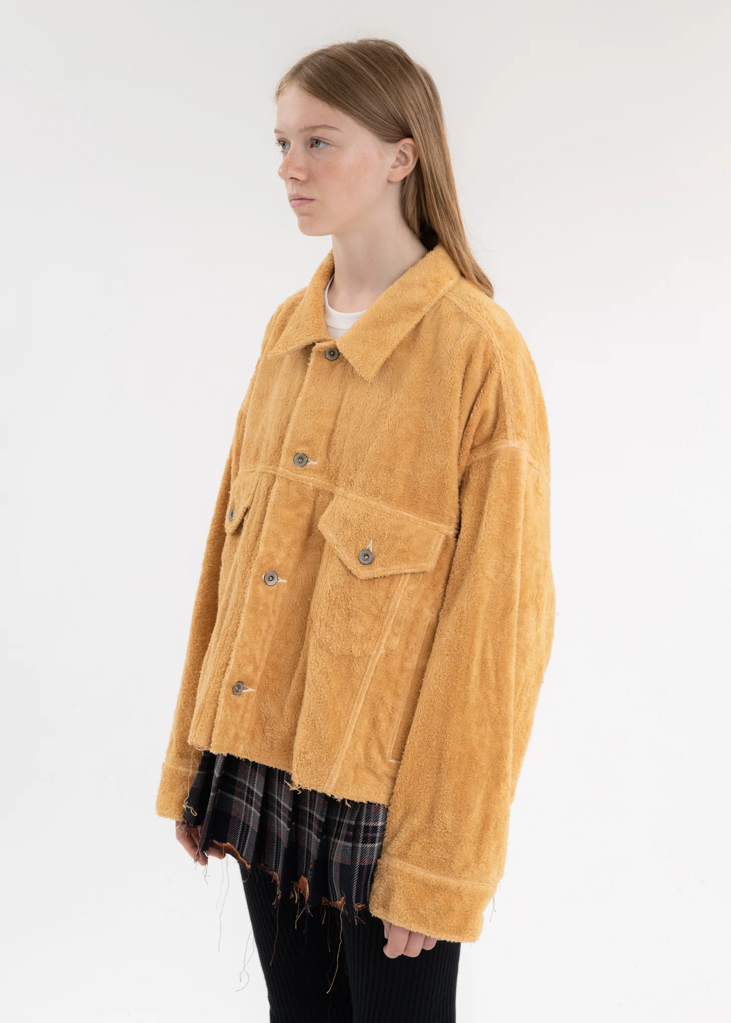 Beige CUT OFF FUZZY JACKET - Image 3