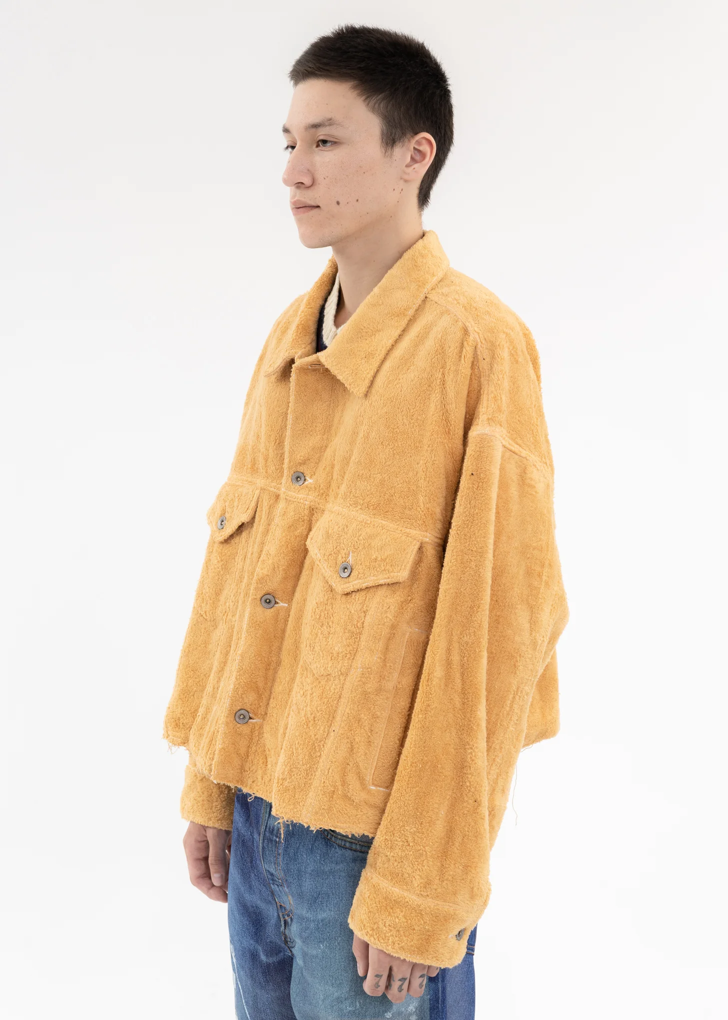 Beige CUT OFF FUZZY JACKET - Image 2