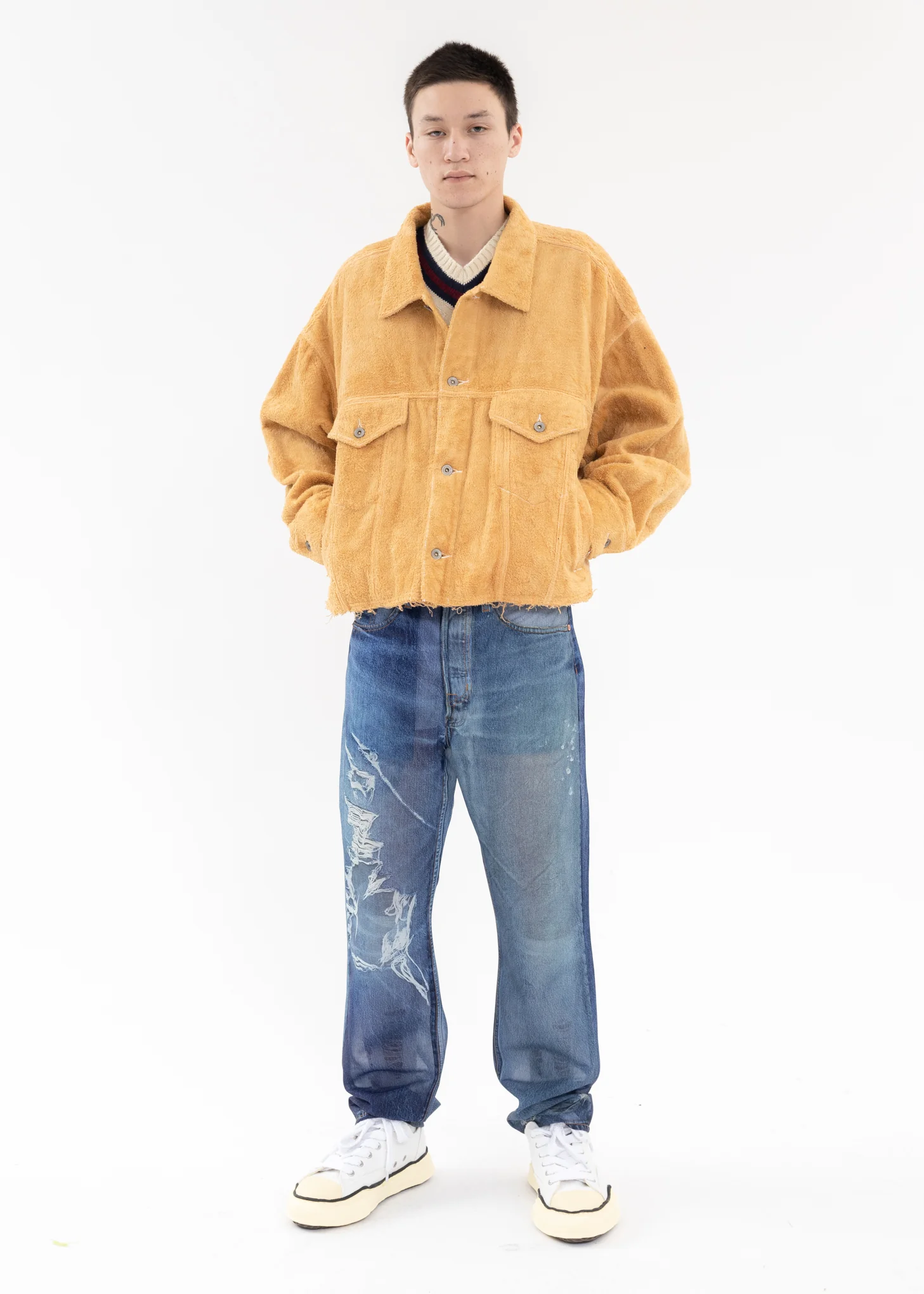 Beige CUT OFF FUZZY JACKET - Image 5