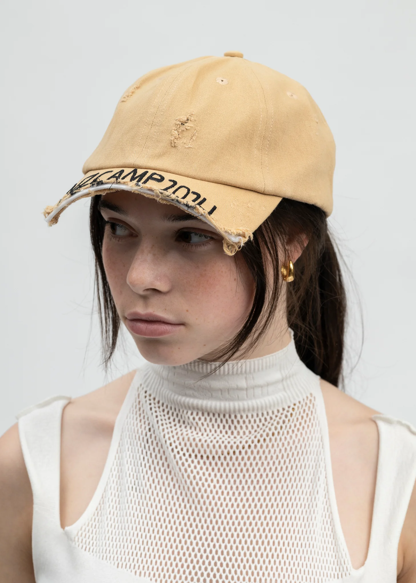BEIGE DISTRESSED NZ CAMP 2024 BASEBALL HAT - Image 2