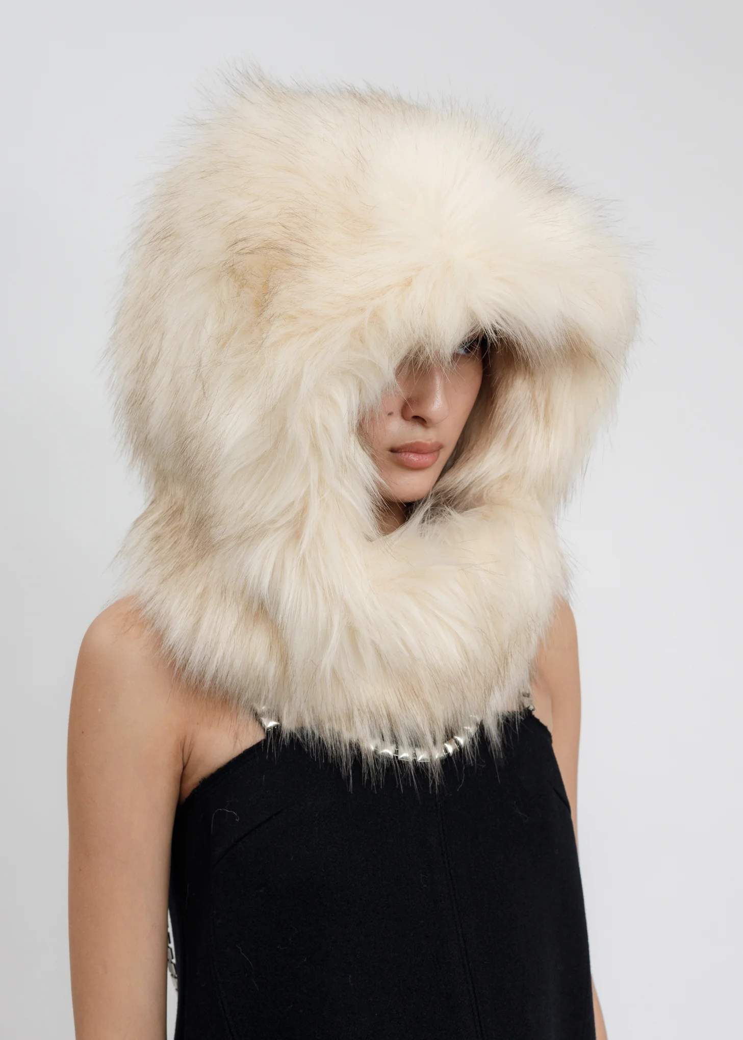 Beige Faux Fur Quilting Hood