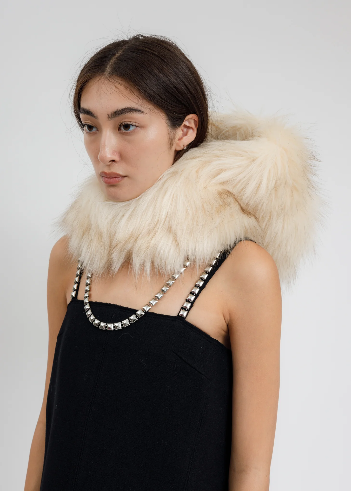 Beige Faux Fur Quilting Hood - Image 2