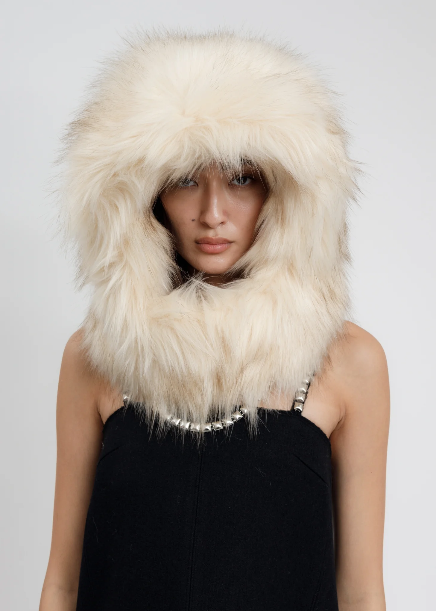Beige Faux Fur Quilting Hood - Image 3