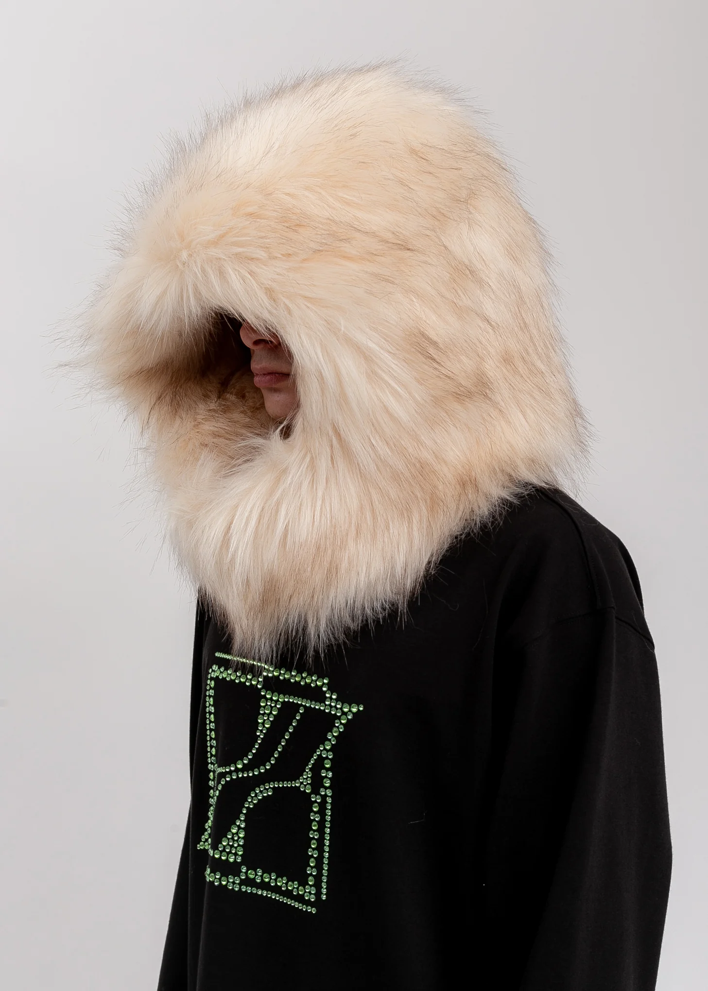 Beige Faux Fur Quilting Hood