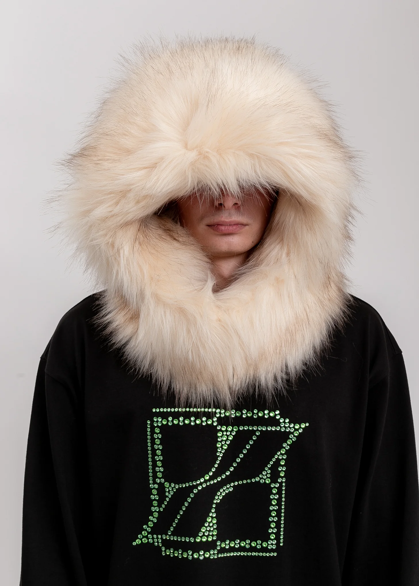 Beige Faux Fur Quilting Hood - Image 3