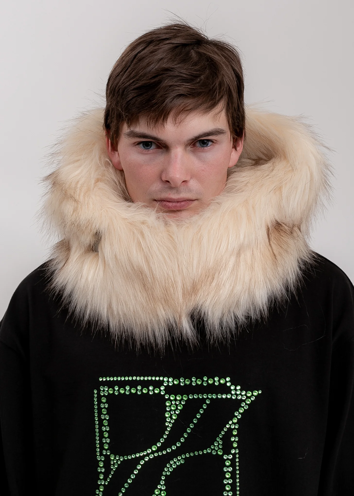 Beige Faux Fur Quilting Hood - Image 5