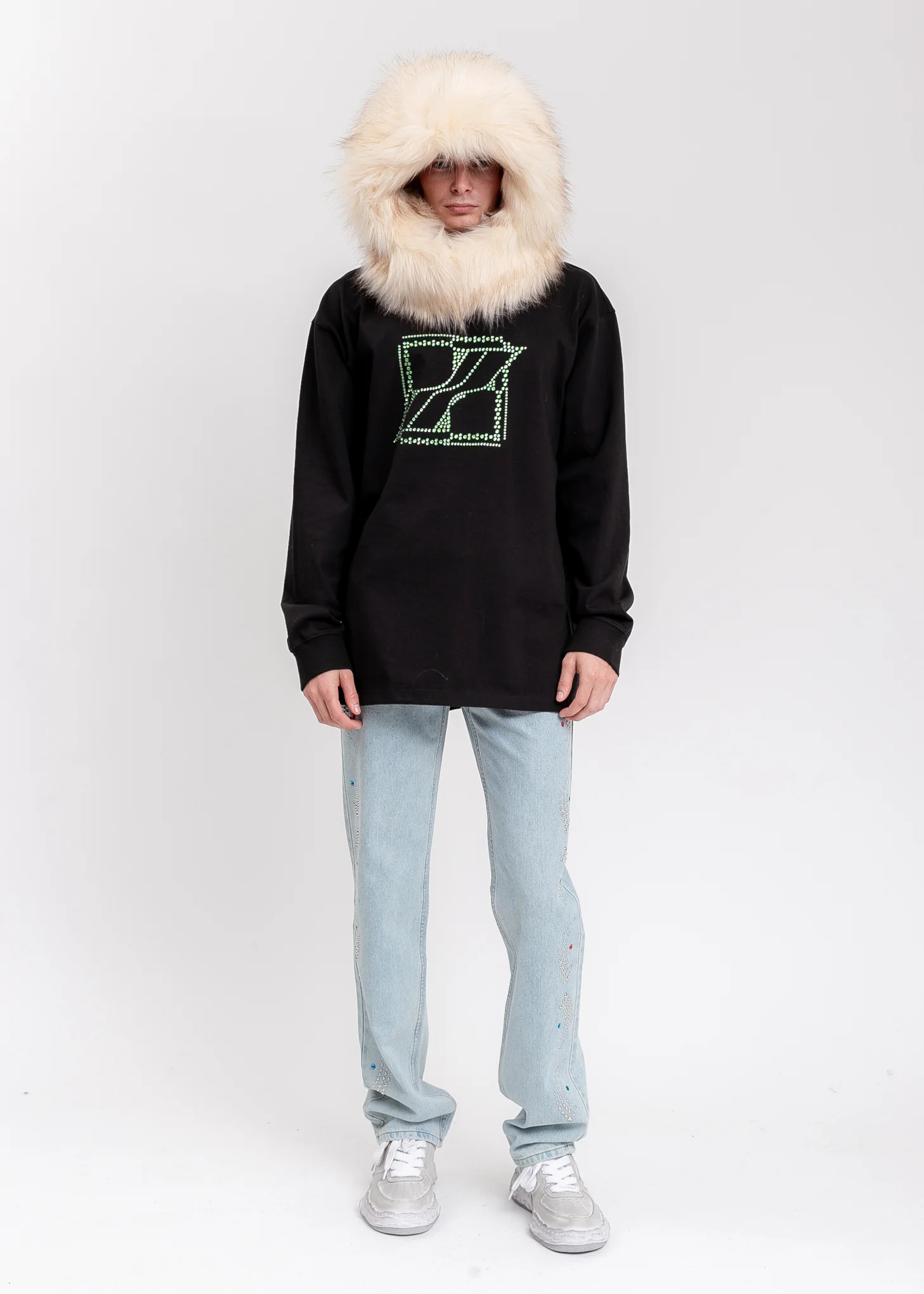 Beige Faux Fur Quilting Hood - Image 6
