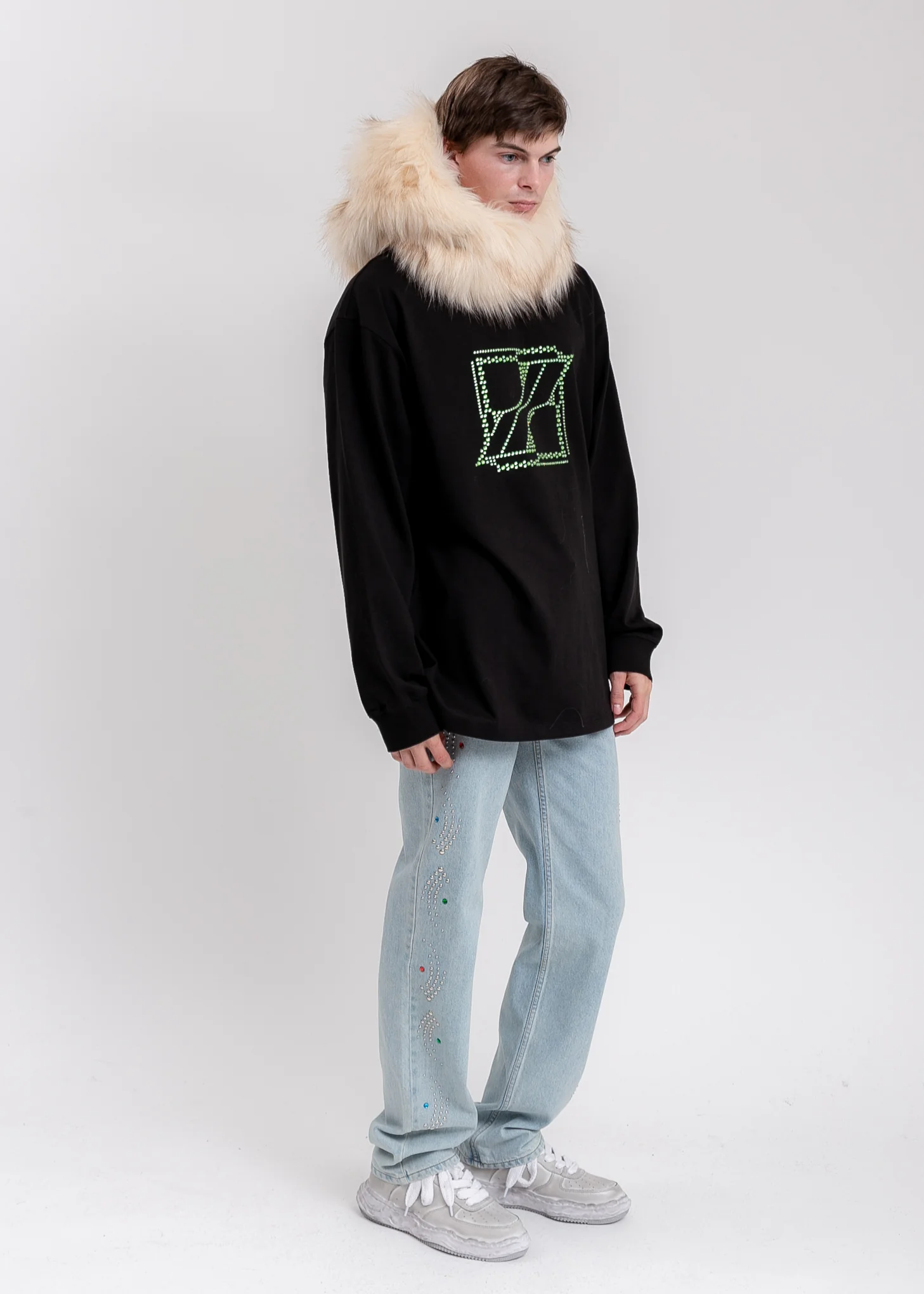 Beige Faux Fur Quilting Hood - Image 7