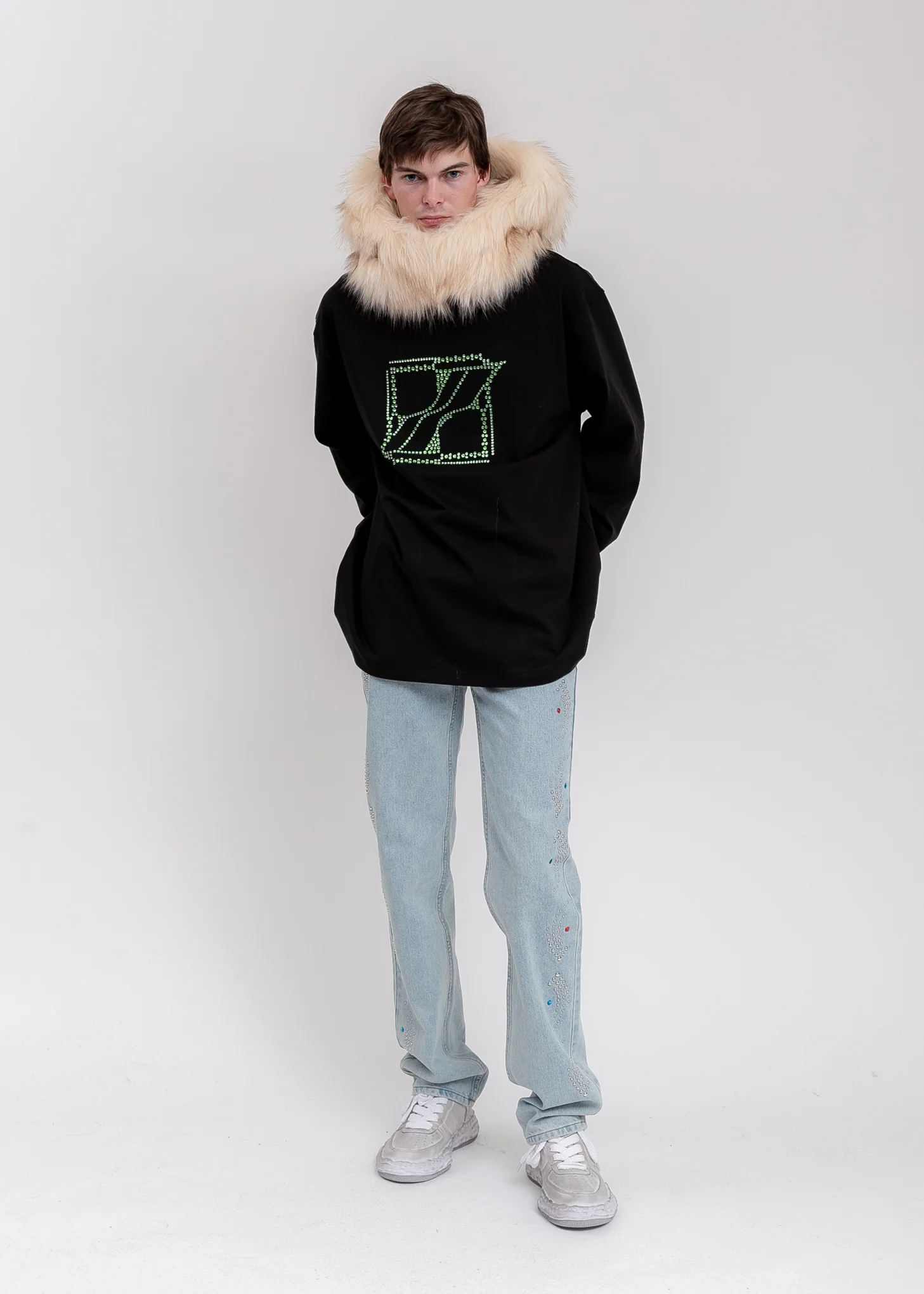 Beige Faux Fur Quilting Hood - Image 8