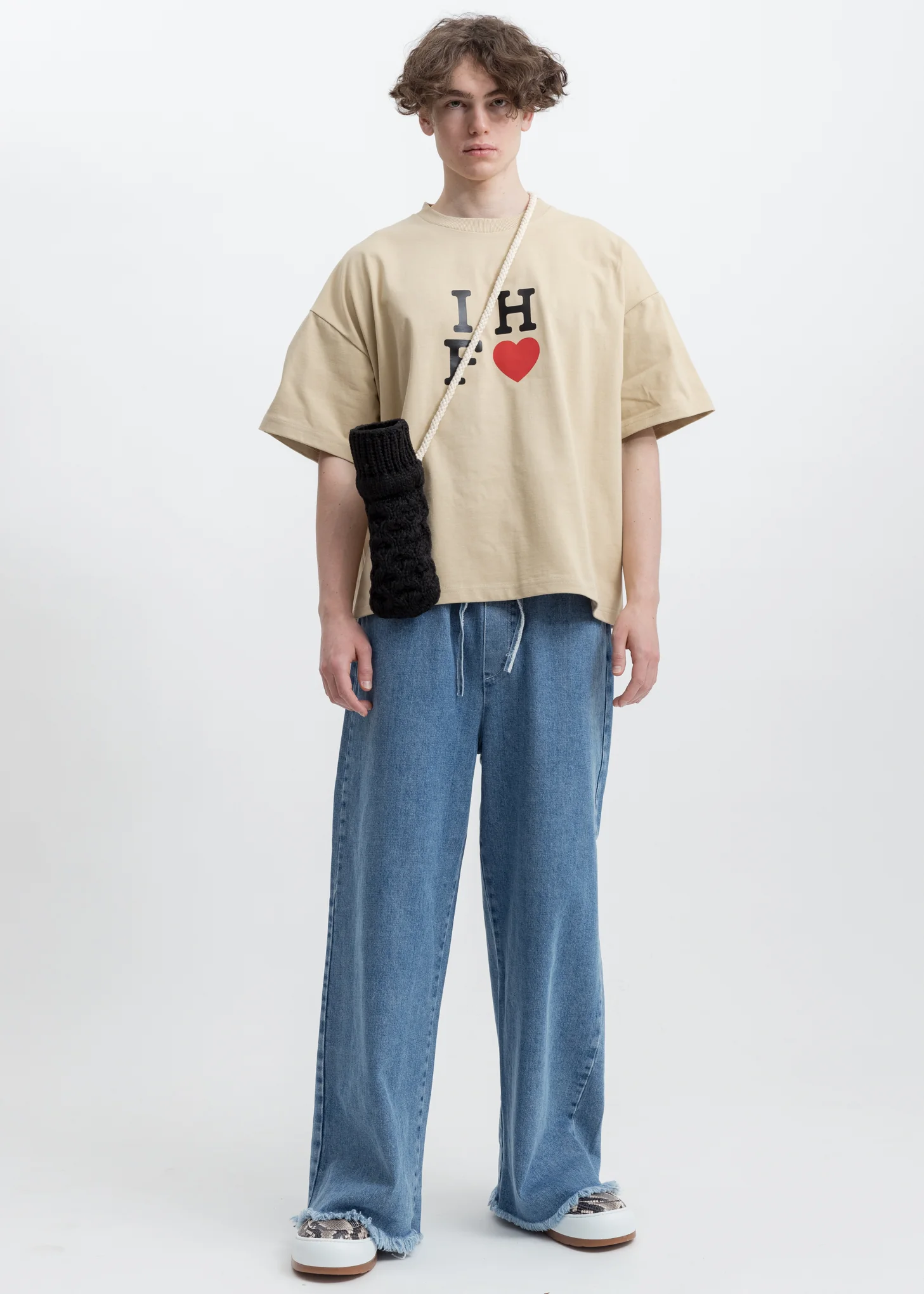 Beige IHF  Logo Oversized T-Shirt - Image 2