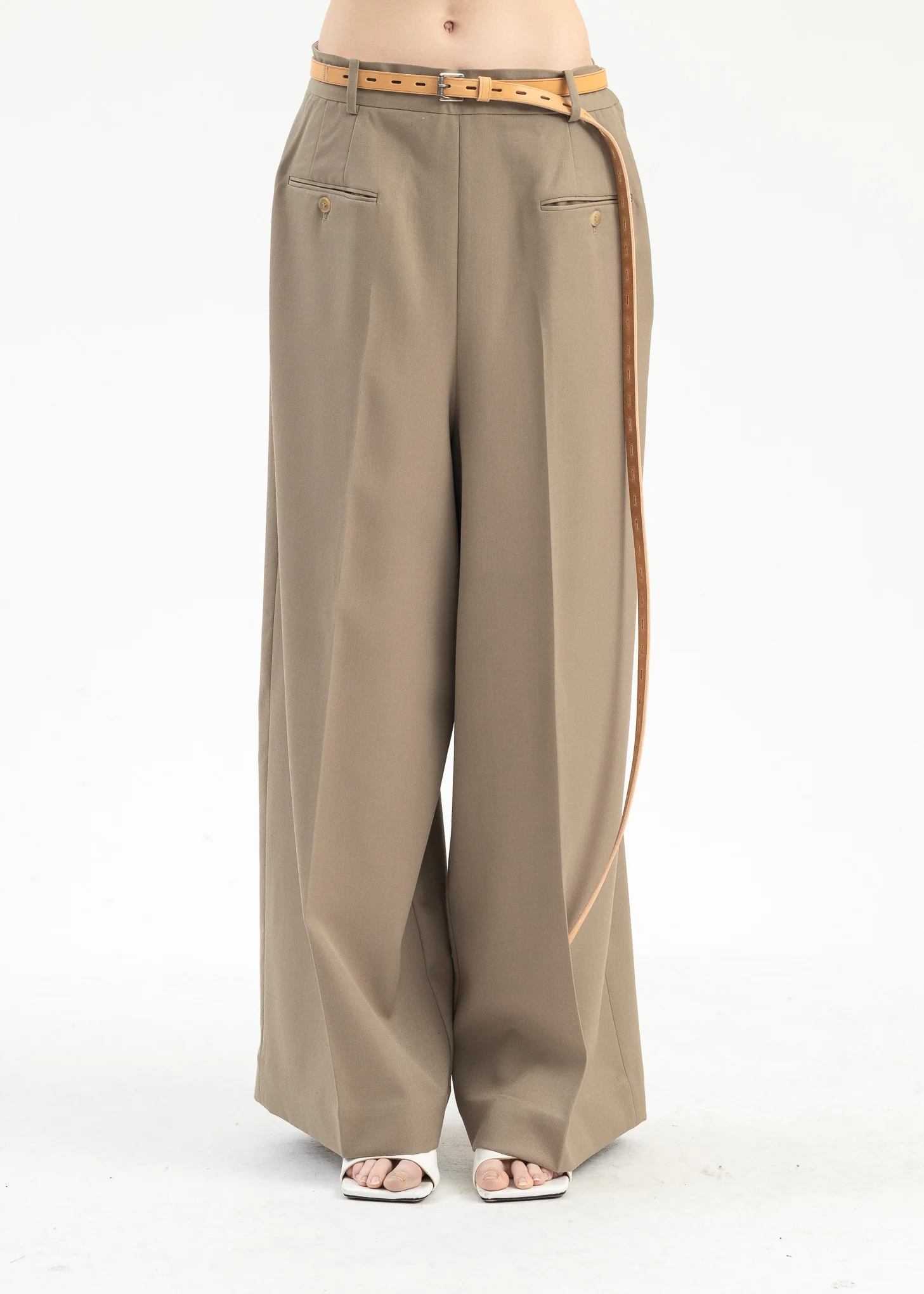 Beige/Khaki Elongated Belt - Image 2