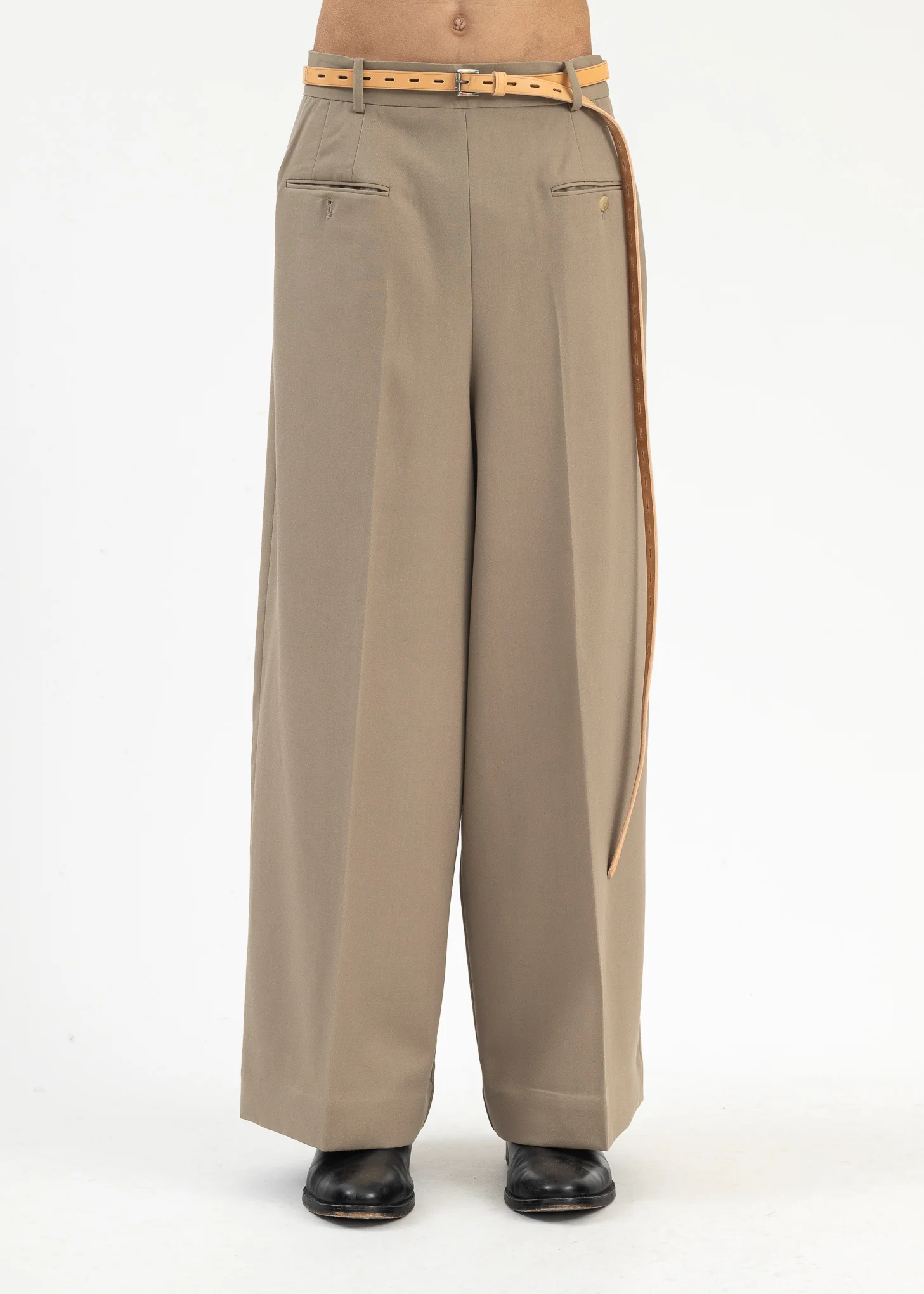 Beige/Khaki Elongated Belt - Image 2