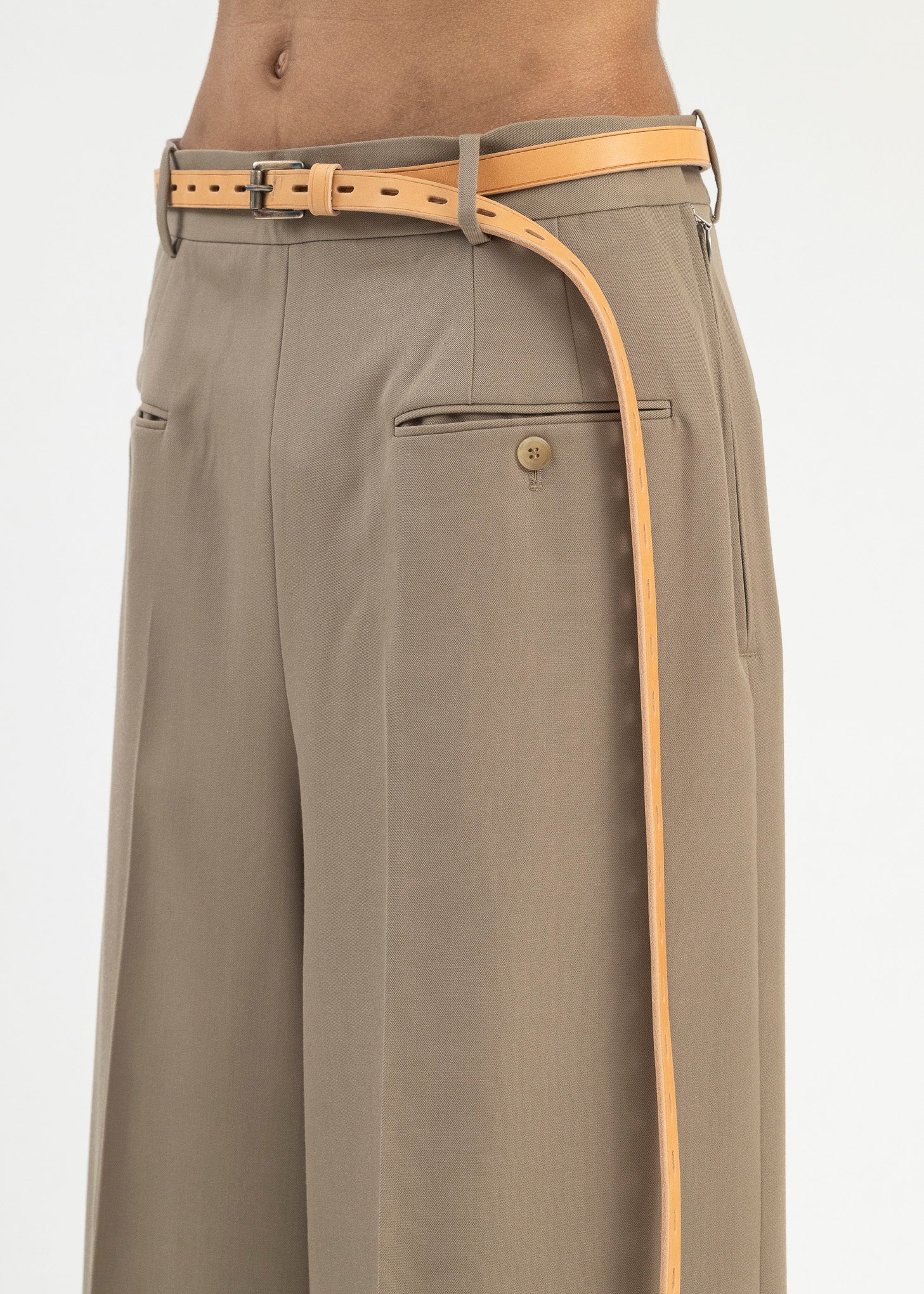 Beige/Khaki Elongated Belt - Image 3
