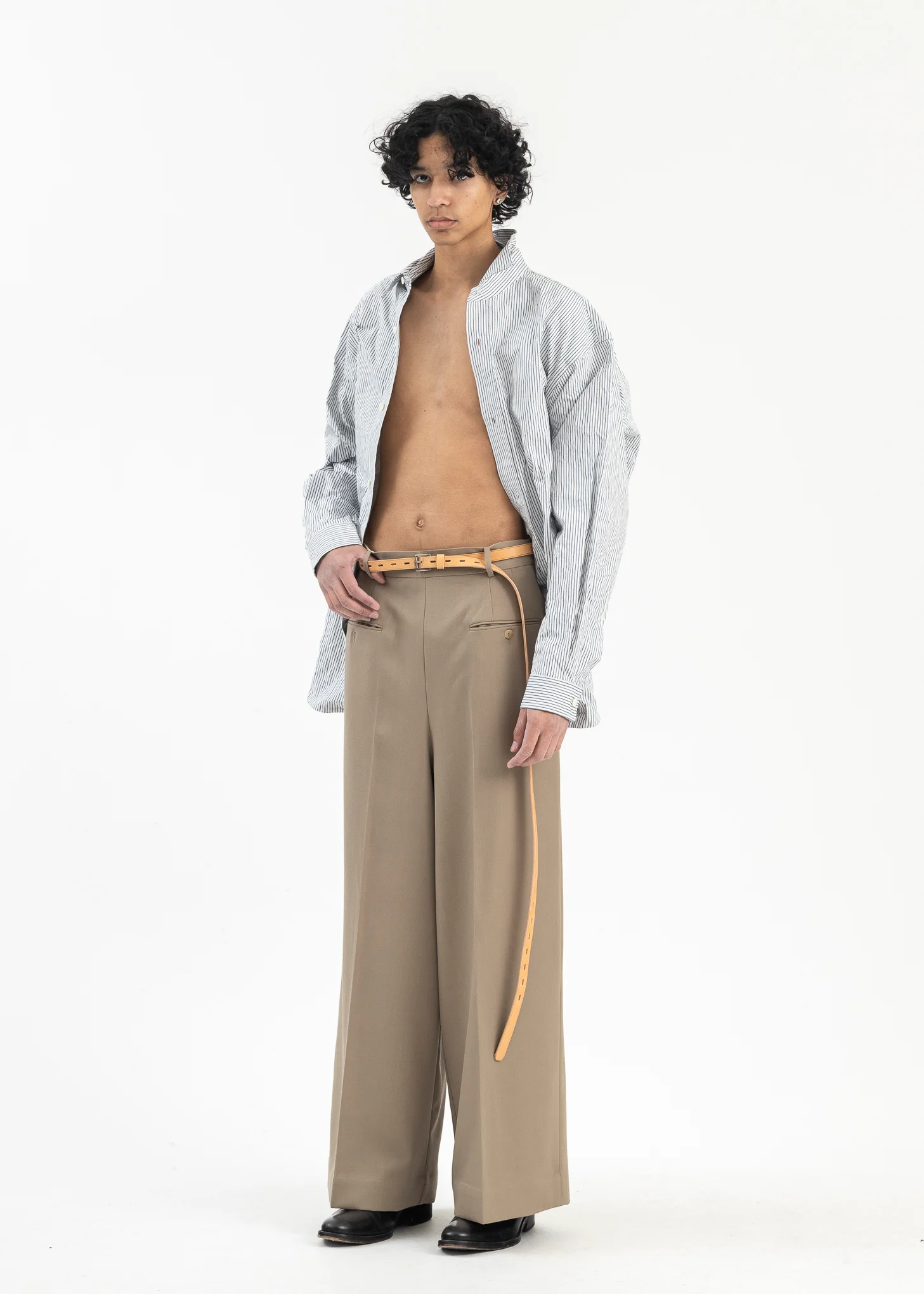 Beige/Khaki Elongated Belt - Image 4